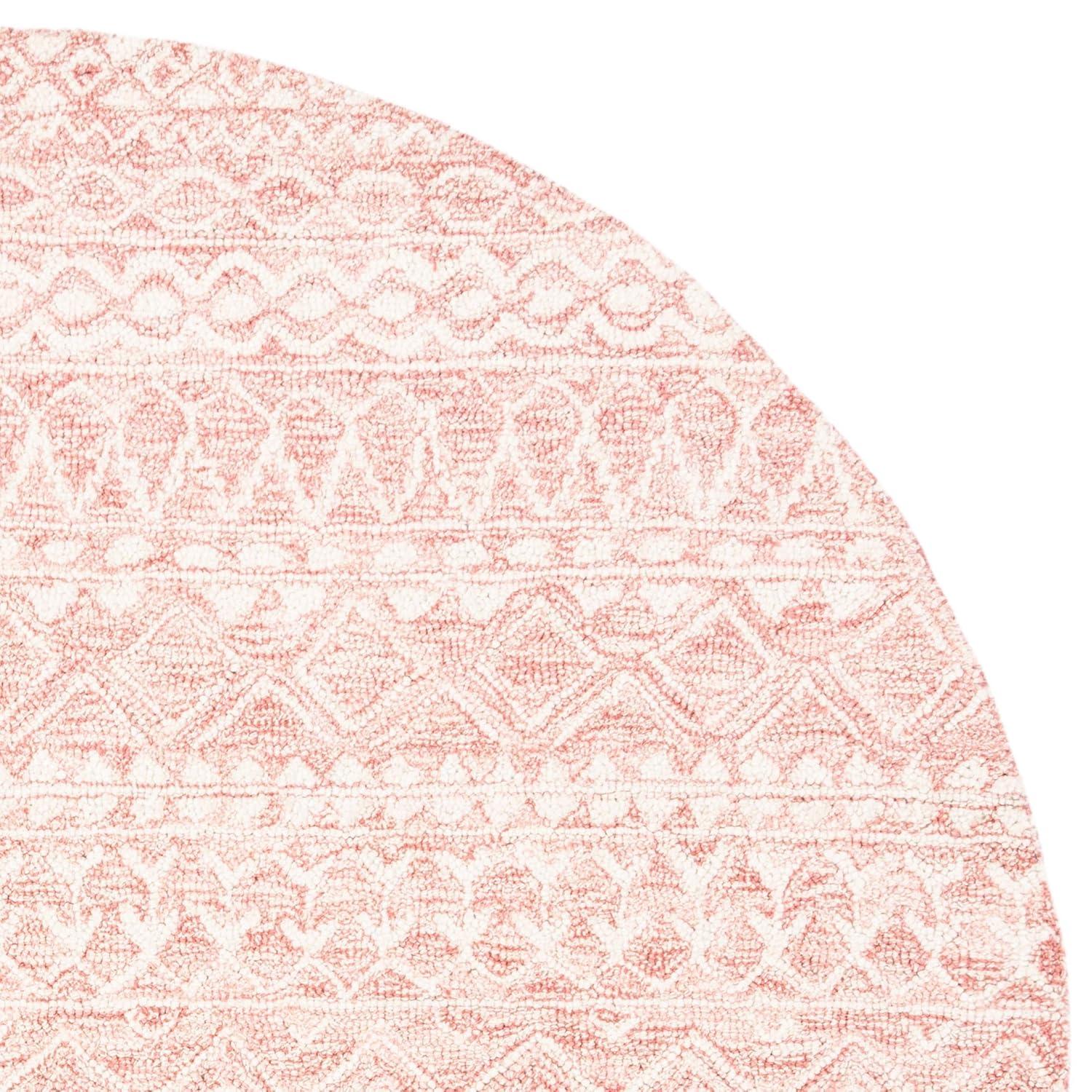Micro-Loop MLP502 Hand Tufted Indoor Area Rug - Pink/Ivory - 5' Round - Safavieh