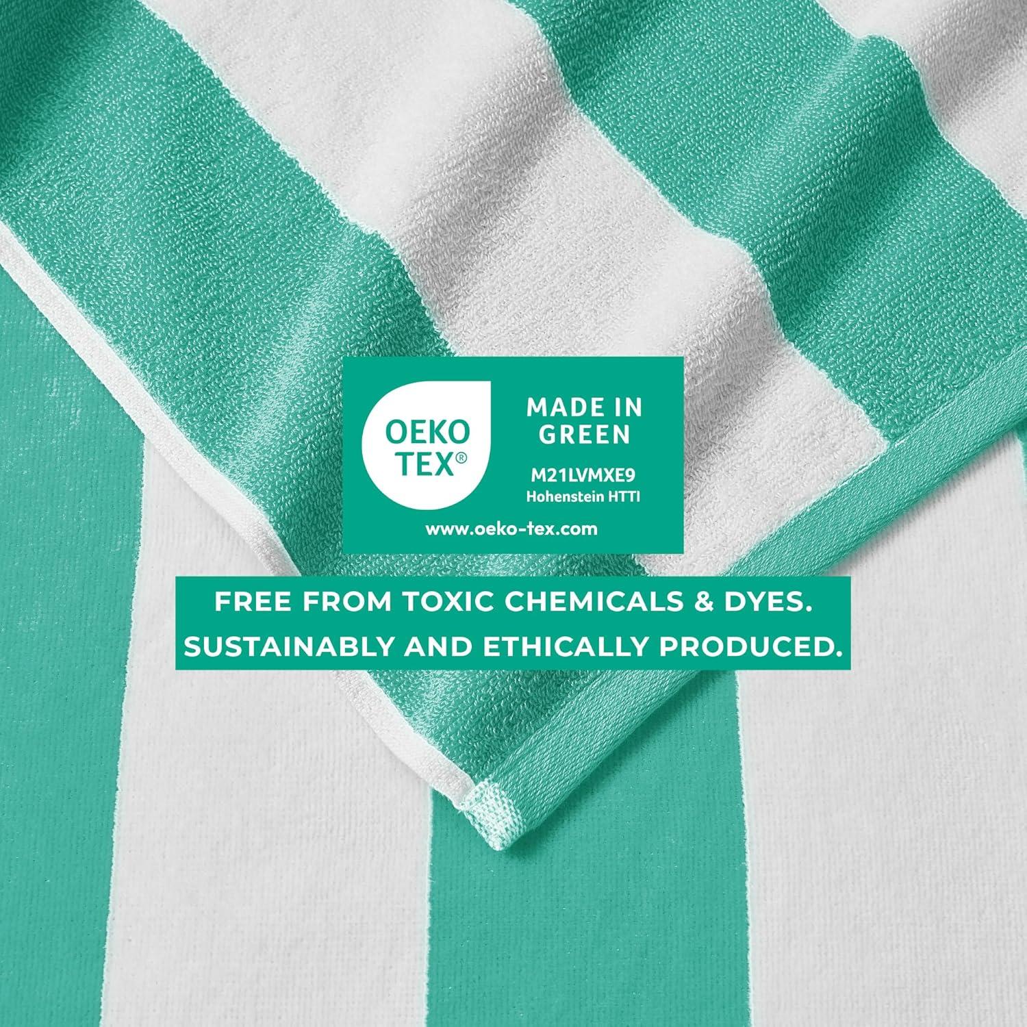 FreshFolds 100% Cotton Absorbent & Quick-Dry Cabana Beach Towels (Set of 4)