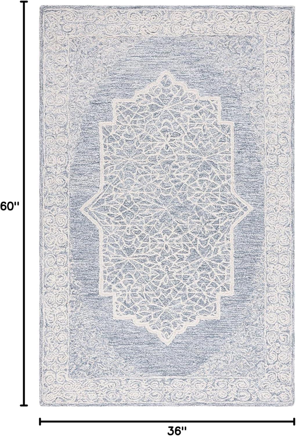 Abstract ABT352 Hand Tufted Area Rug - Ivory/Blue - 3'x5' - Safavieh.