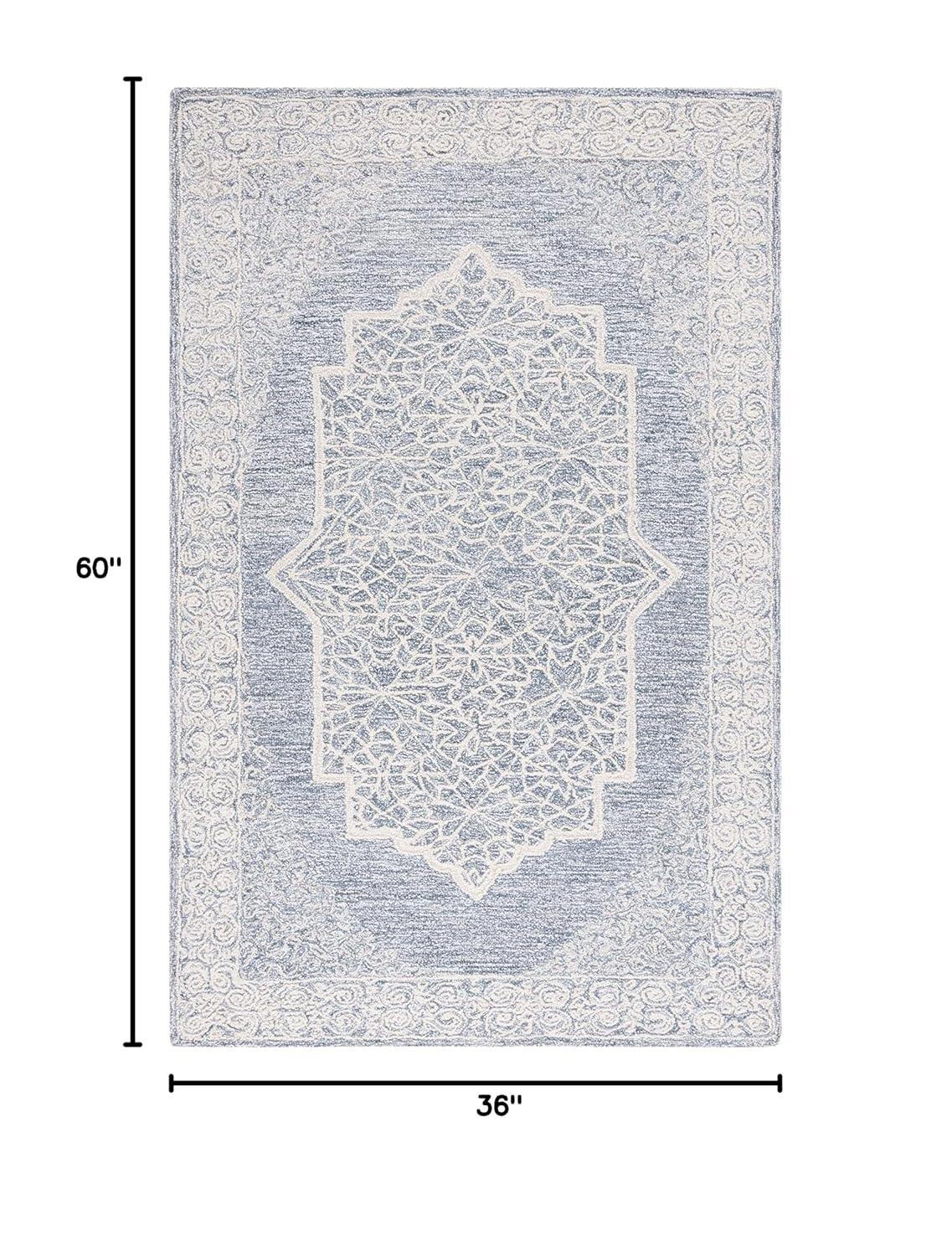 Abstract ABT352 Hand Tufted Area Rug - Ivory/Blue - 3'x5' - Safavieh.