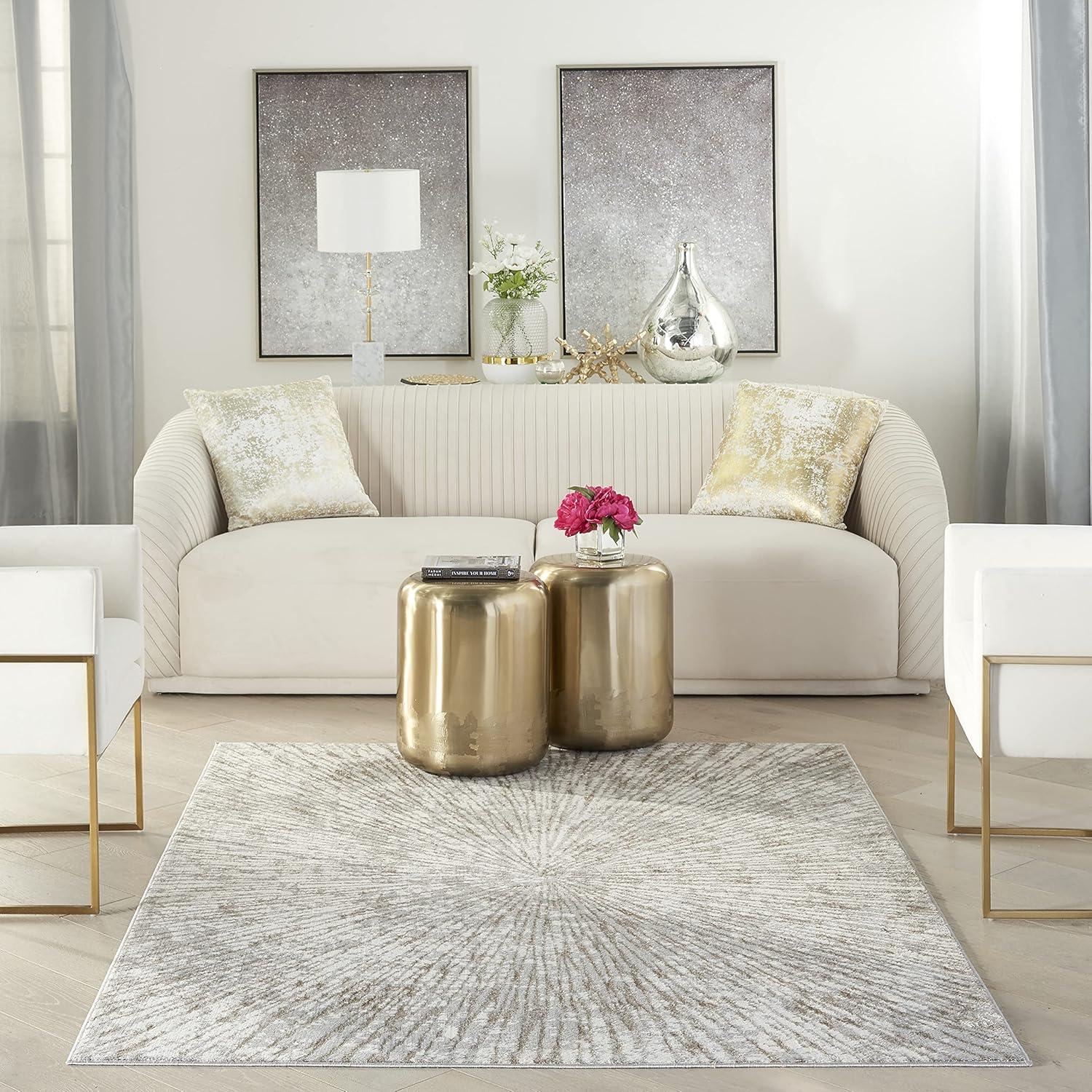 Nourison Glow 5'3" x 7'3" Grey Mocha Glam Indoor Rug