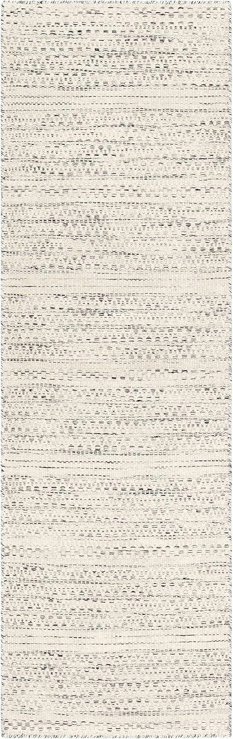 Hauteloom Williford Boho Hand Woven Wool Natural Fiber Soft Runner Rug for Hallway- Traditional Farmhouse High Pile Braided Carpet - Black, Cream, Beige - 2'6" x 8' (2x8)