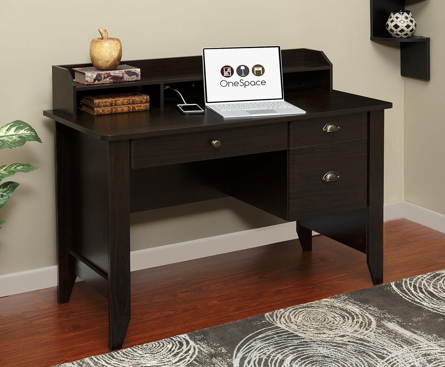 Comfort Products Executive Desk with Hutch and USB, Charger Hub