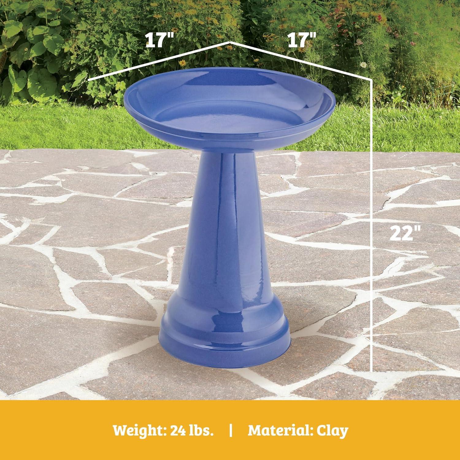 Gray Ceramic Locking Top Bird Bath Stand