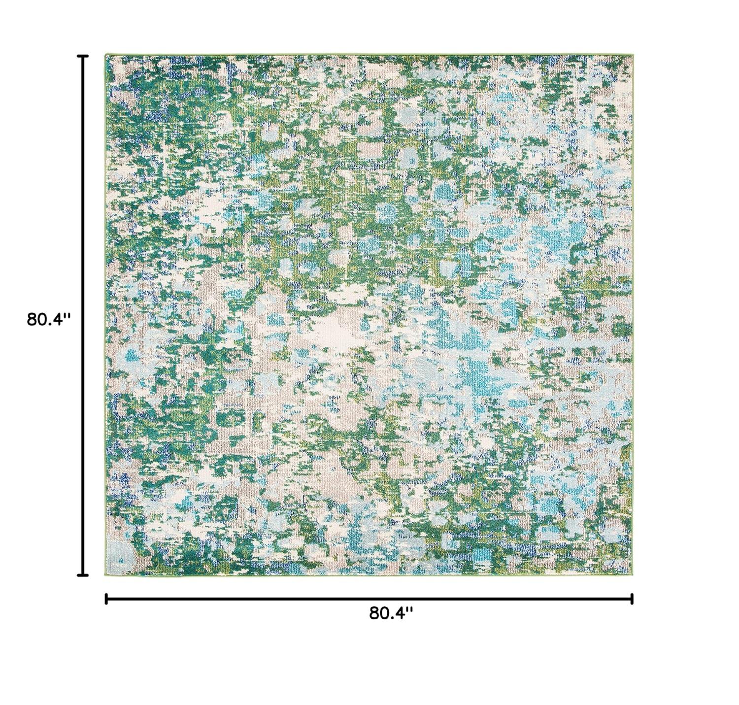 Madison MAD425 Power Loomed Indoor Area Rug - Green/Turquoise - 6'7"x6'7" - Safavieh