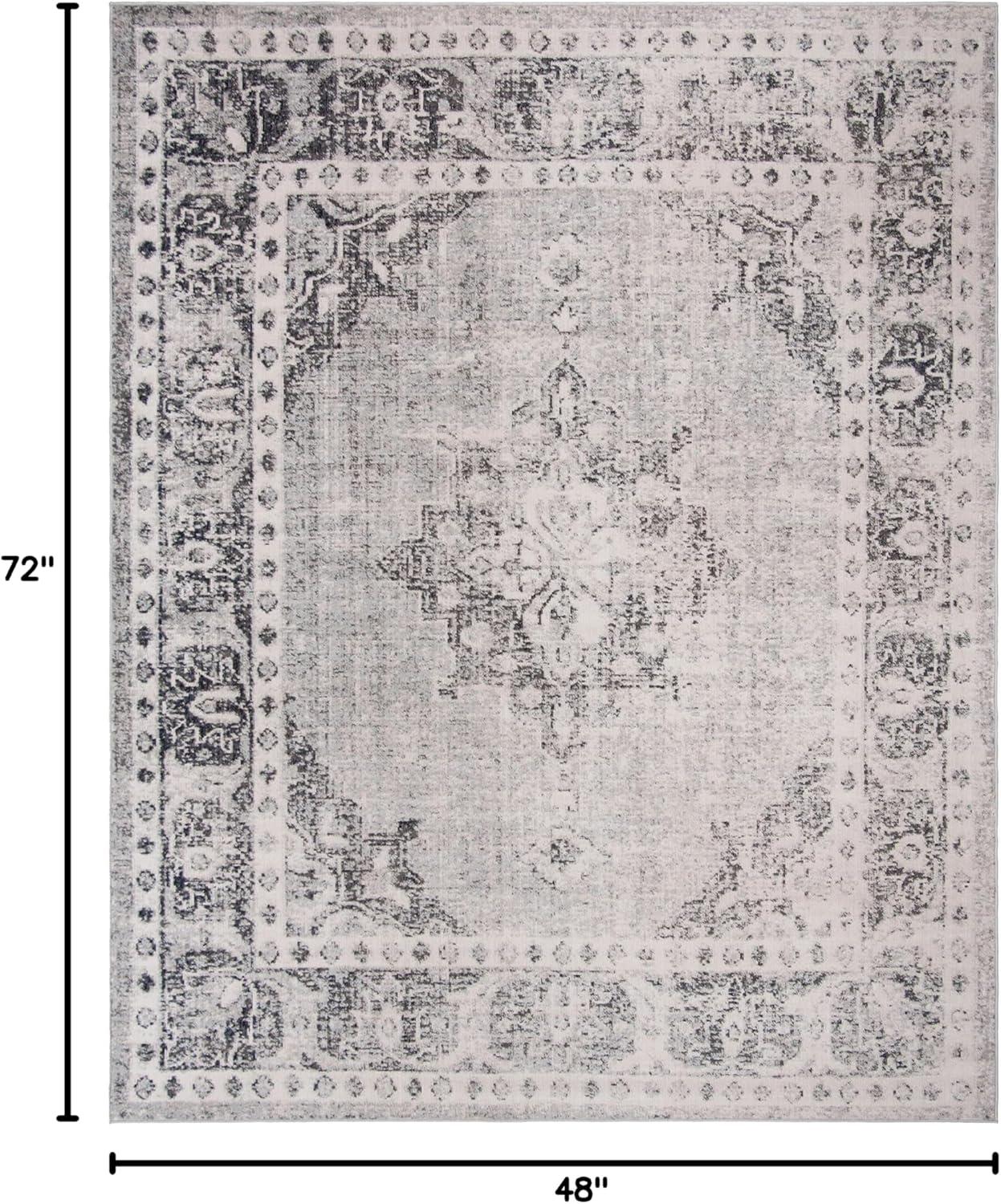 Montage MTG308 Power Loomed Indoor/Outdoor Accent Rug - Grey/Ivory - 4'x6' - Safavieh