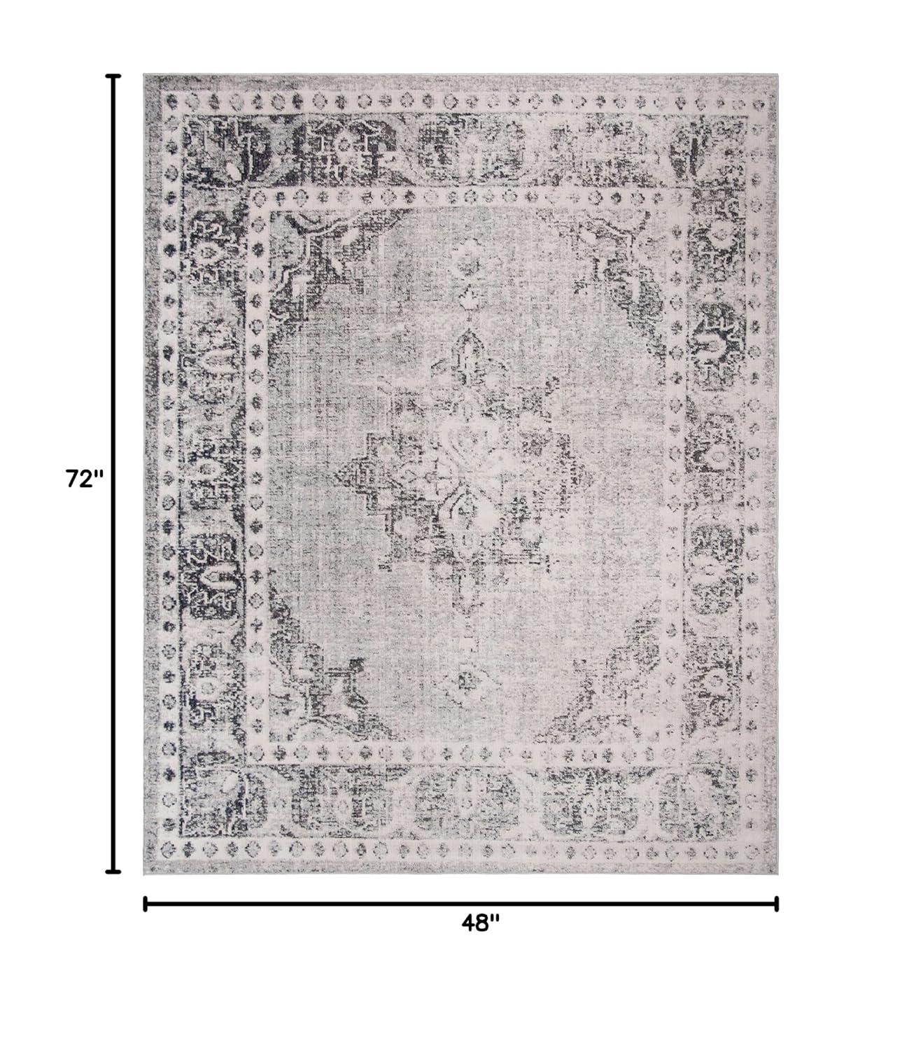 Montage MTG308 Power Loomed Indoor/Outdoor Accent Rug - Grey/Ivory - 4'x6' - Safavieh