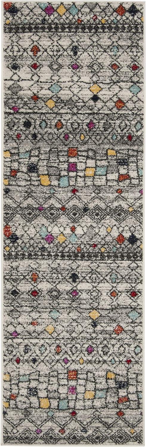 Adirondack ADR204 Power Loomed Runner Rug - Light Grey/Fuchsia - 2'6"x6' - Safavieh.