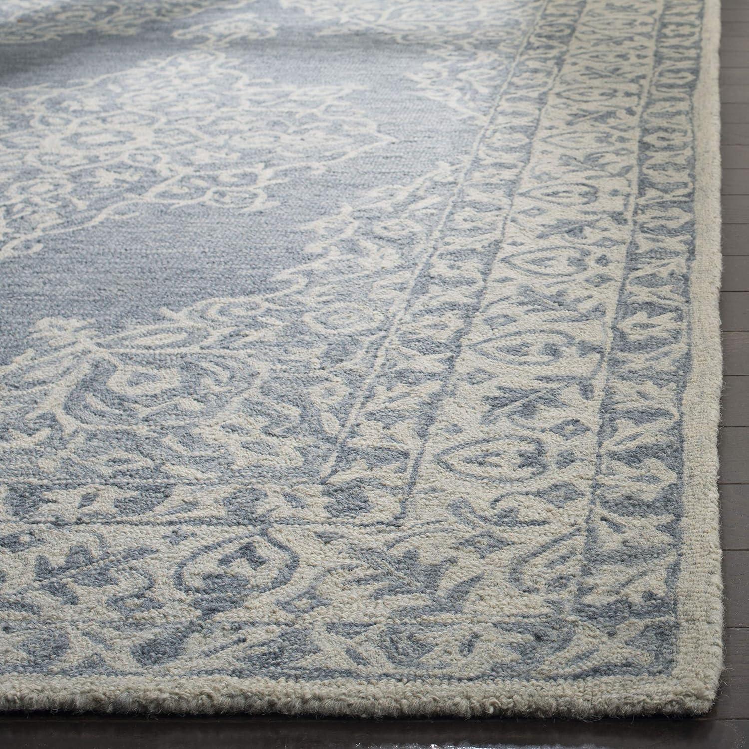 Hand-Tufted Artisan Blue Wool Rectangular Accent Rug - 2'6" x 4'