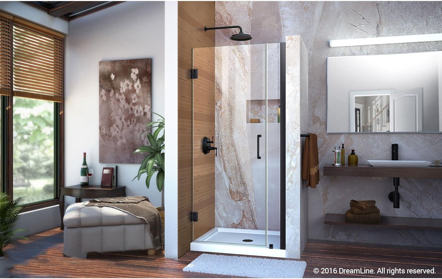 Unidoor 33" W x 72" H Hinged Frameless Shower Door with Clearmax™ Technology