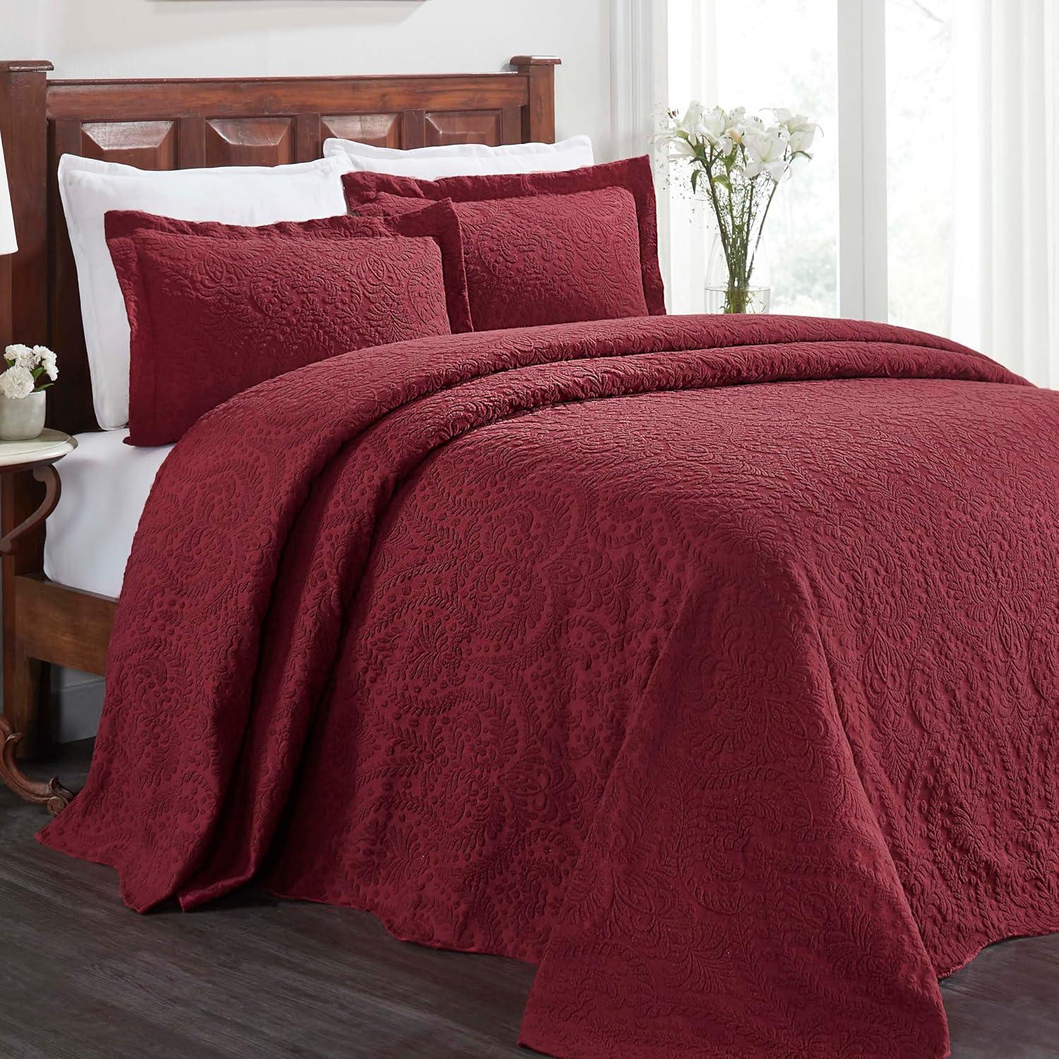 Superior Aspen Floral Scalloped Edge Cotton Blend Coverlet / Bedspread Set