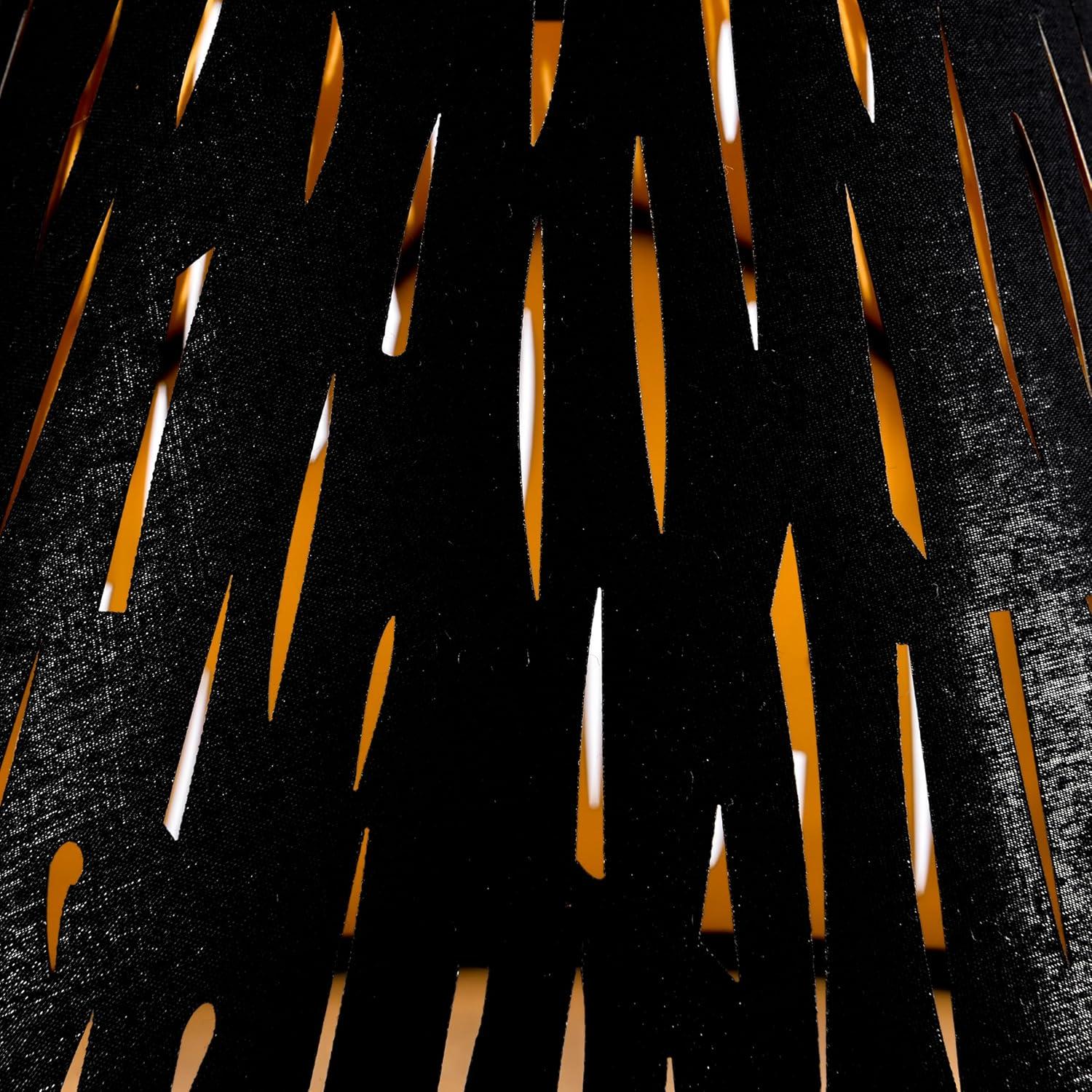 GO&SO Set of 2 Small Black Drum Lamp Shades, 5" Top x 9" Bottom x 6.4" High (Spider), Laser Etching Fabric Lamp Shades for Table, Floor, Wall Lamps -No Assembly Required, Modern Replacement Lampshades