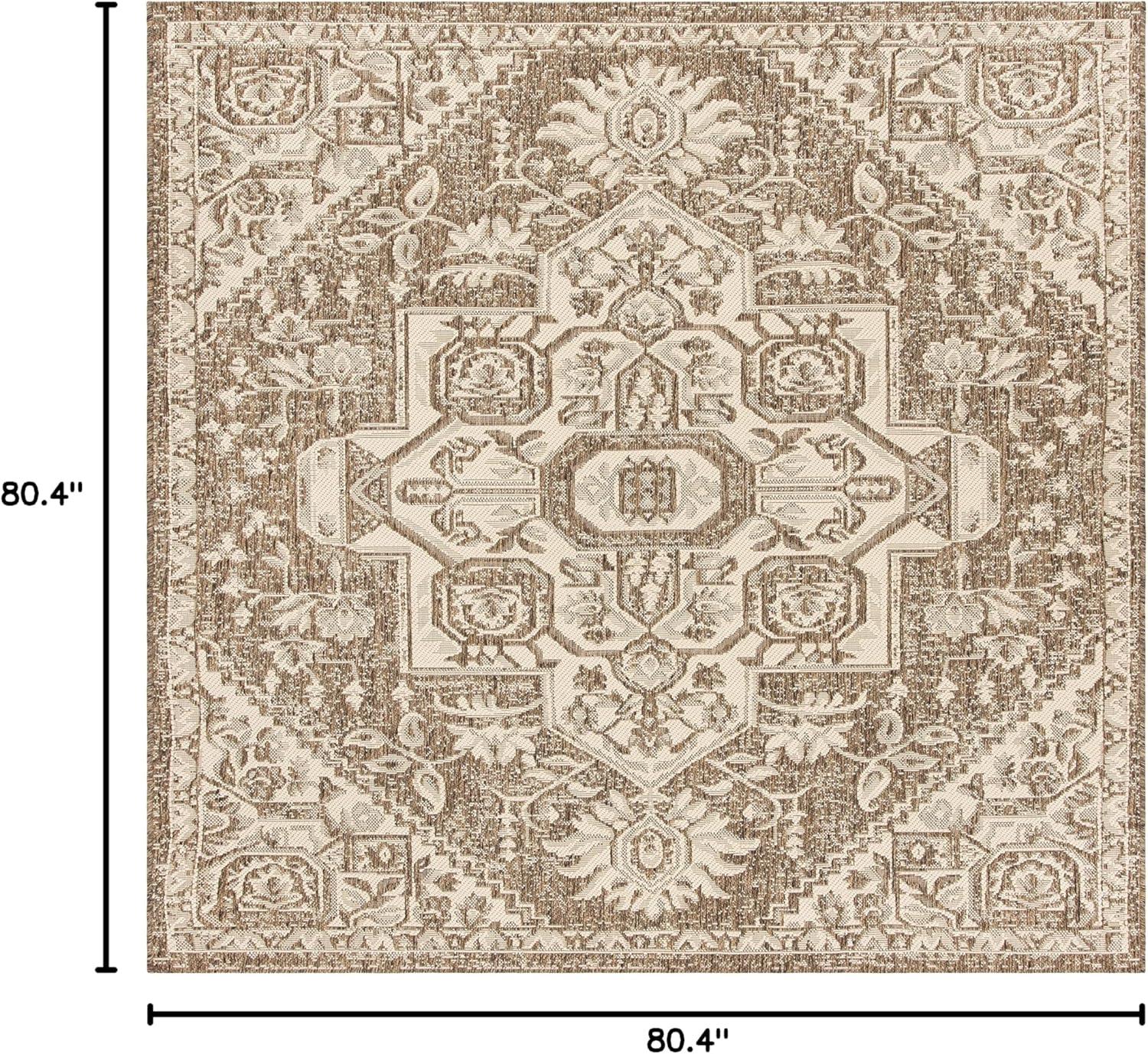 Beach House BHS138 Power Loomed Indoor/Outdoor Area Rug - Cream/Beige - 6'7"x6'7" - Safavieh