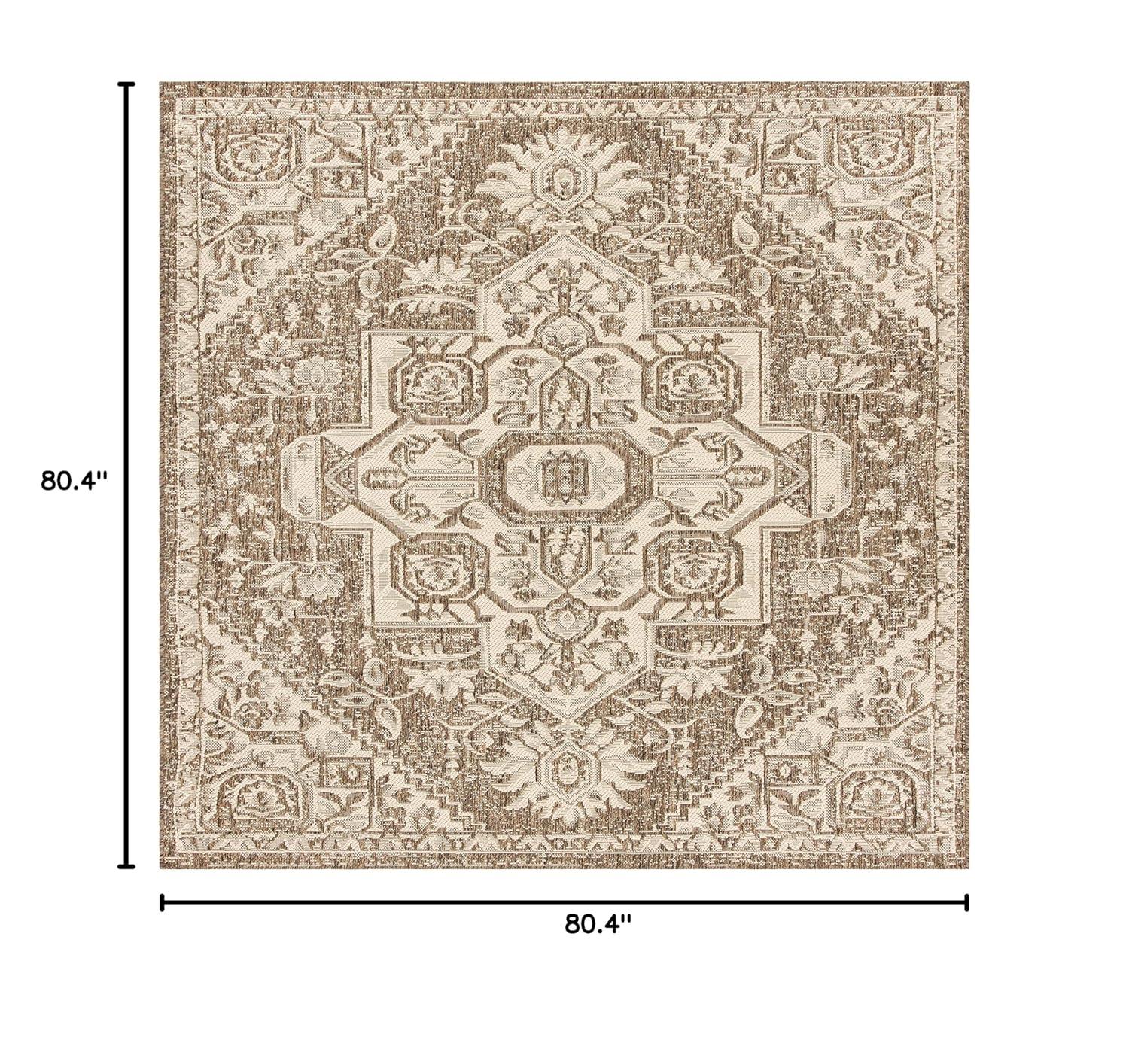 Beach House BHS138 Power Loomed Indoor/Outdoor Area Rug - Cream/Beige - 6'7"x6'7" - Safavieh