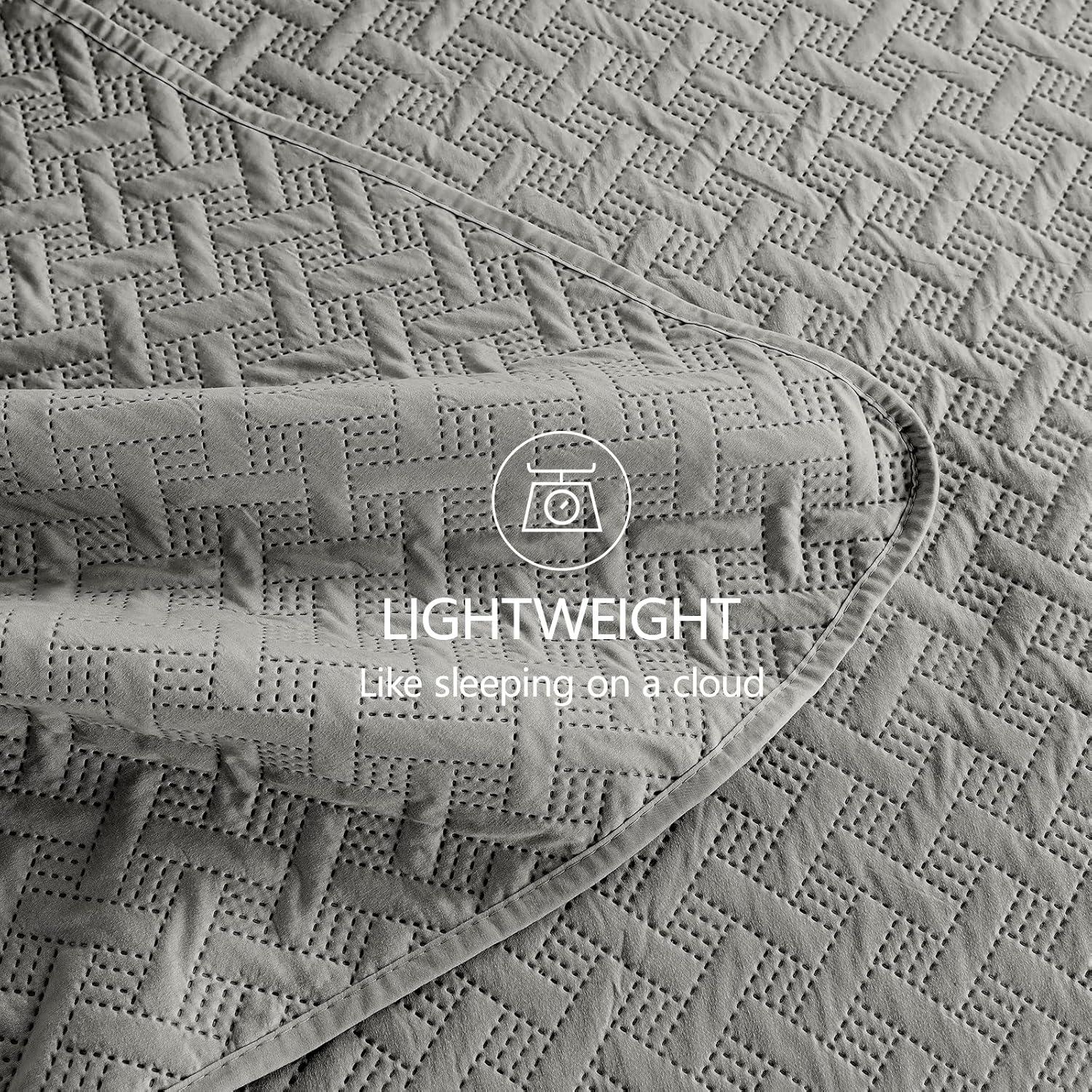 3pc Full/Queen Nina Embossed Quilt Set Gray - VCNY Home: Hypoallergenic Microfiber Coverlet with Shams