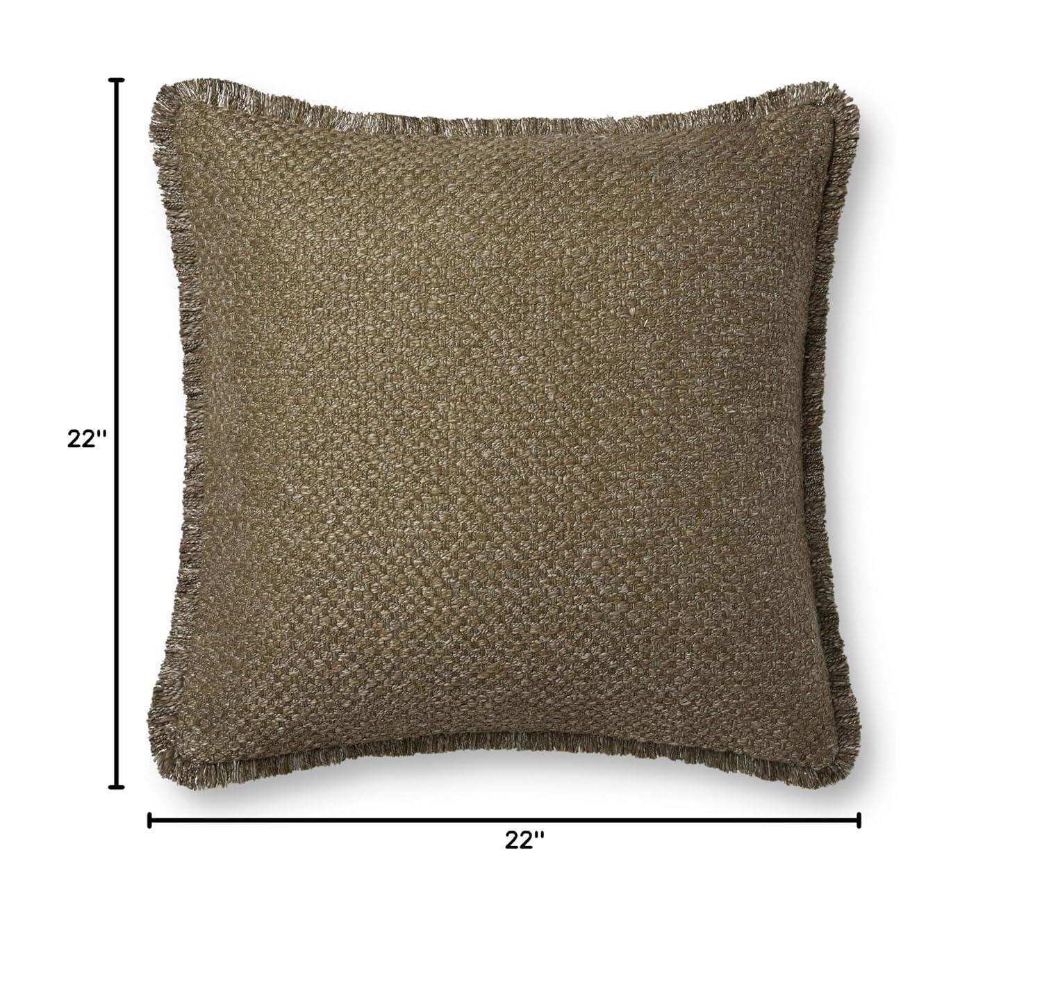 Olive Textured Cotton Blend 22" x 22" Pillow Cover