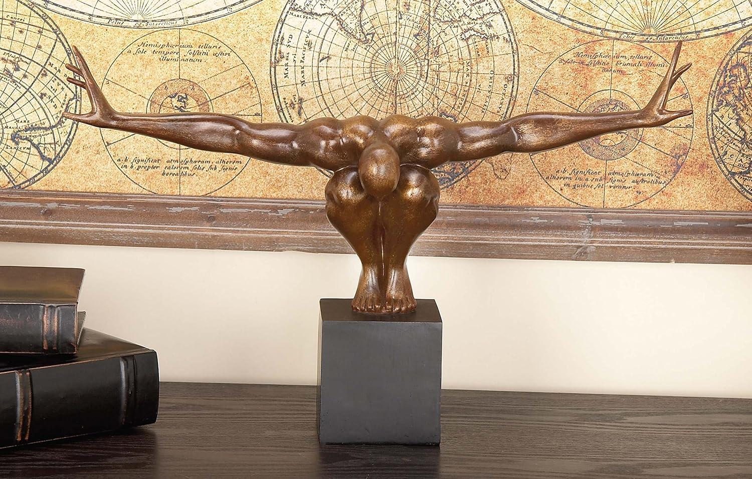 Red Barrel Studio® Cleophis Polystone Diver Decorative Bronze Sculpture with Black Base