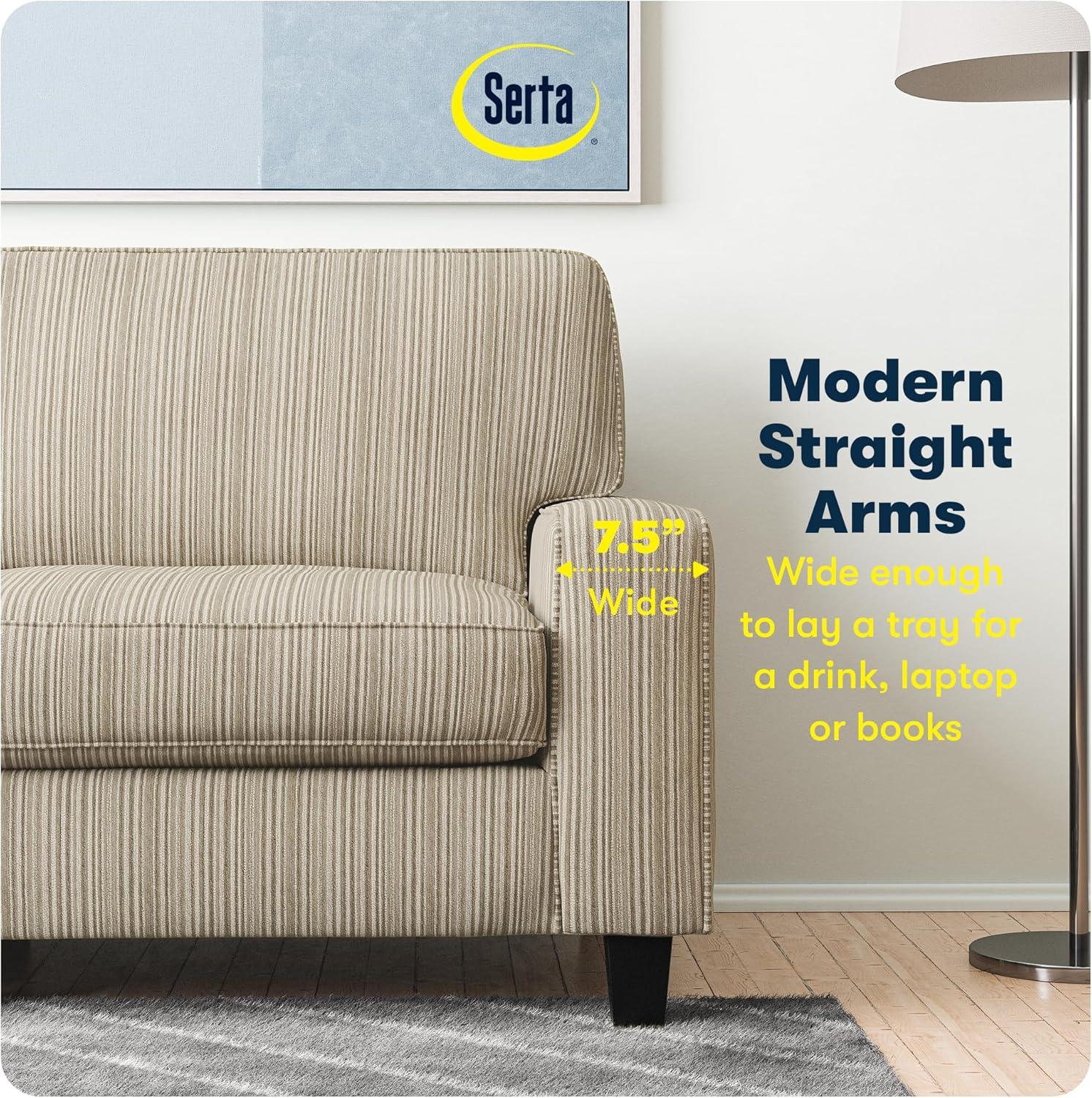 Serta Palisades 61" Track Arm Sofa, Easy Care Fabric, Soft Pillow Back, Pocket Coil Seat Cushions