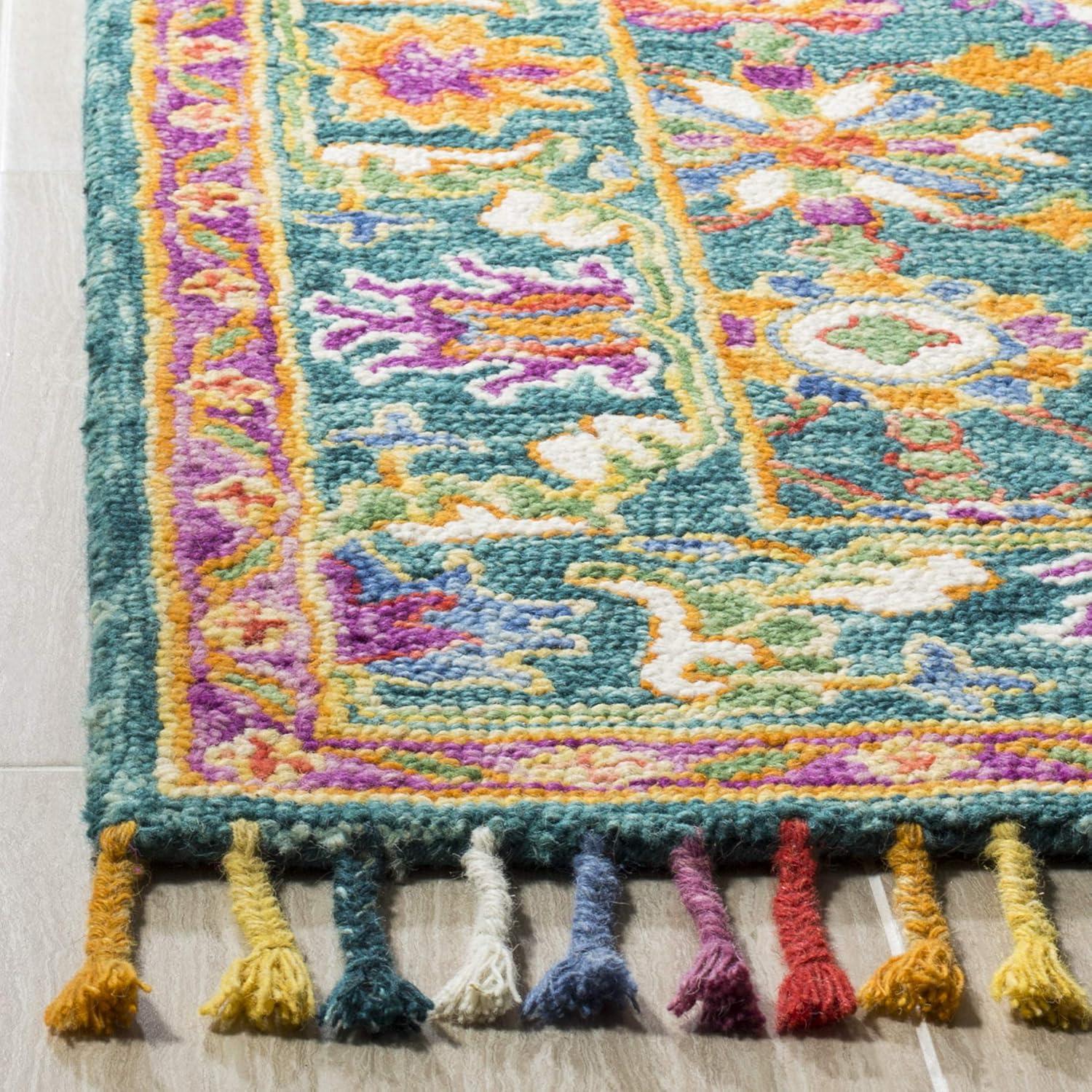 Aspen APN113 Hand Tufted Area Rug - Turquoise/Purple - 7' X 7' Square - Safavieh.
