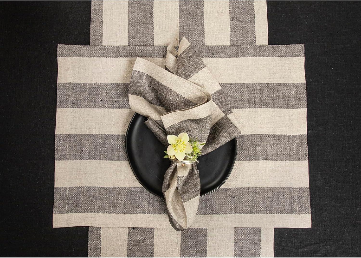 Solino Home Cabana Stripe - 100% Pure Linen Placemats (Set of 4)