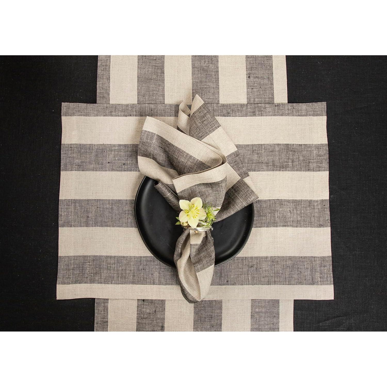 Solino Home Cabana Stripe - 100% Pure Linen Placemats (Set of 4)