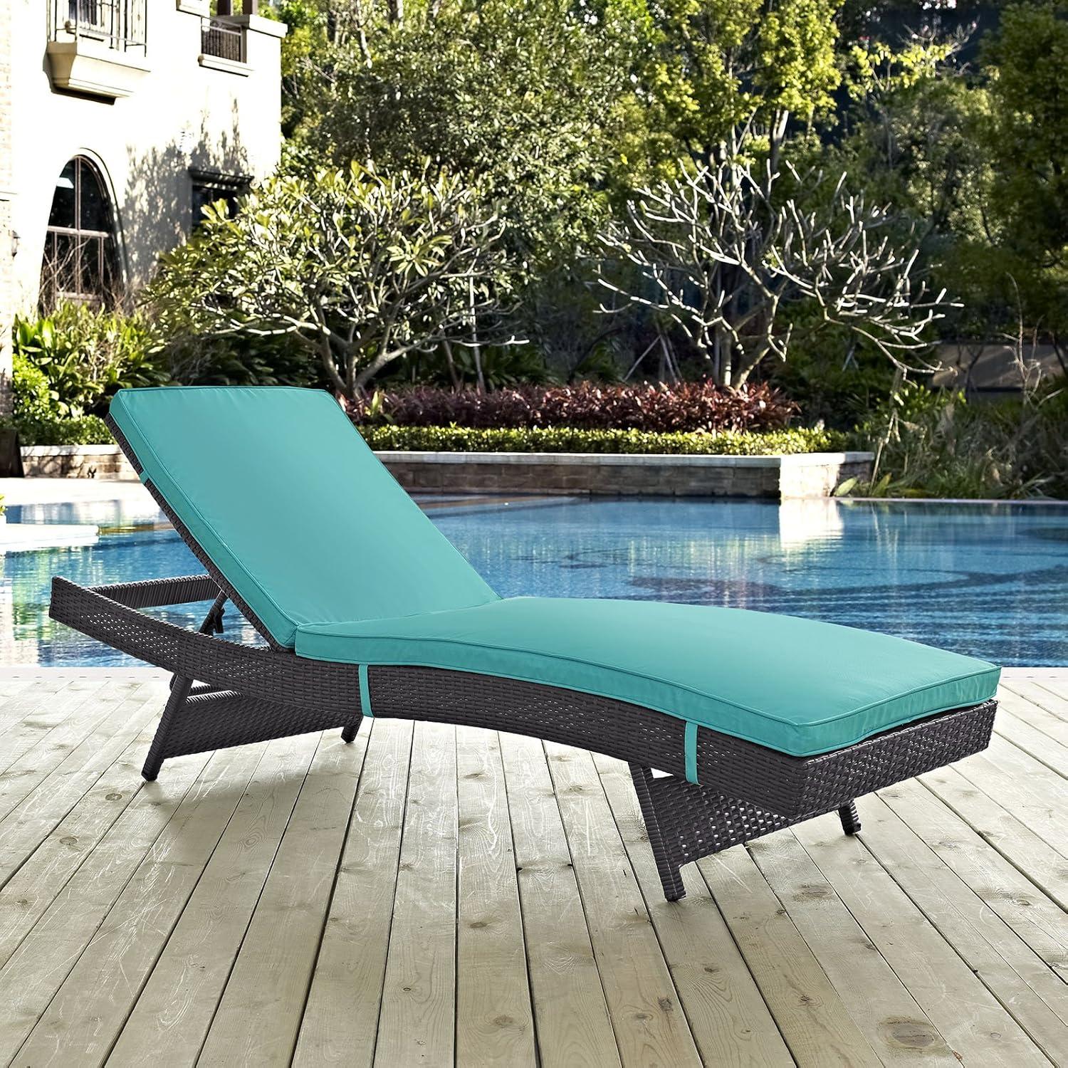 Modway Convene Outdoor Patio Chaise in Espresso Turquoise