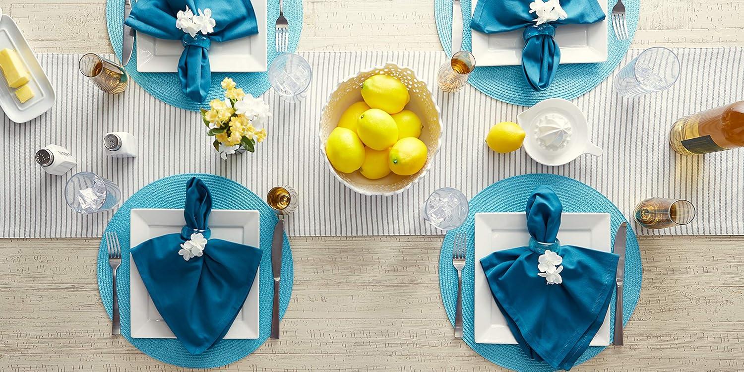 Aqua Woven Round Placemats Set of 6, 14.75"