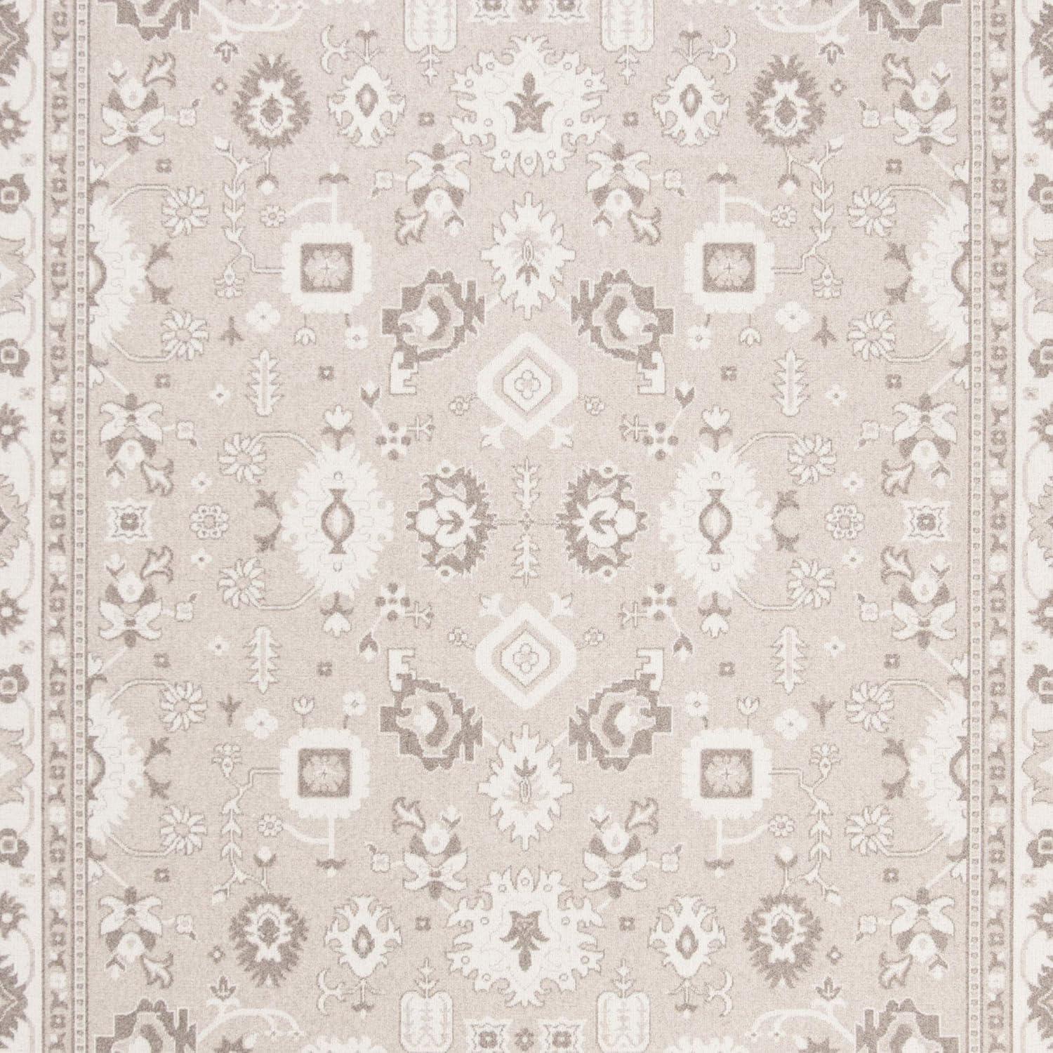 Taupe and Natural 3' x 5' Traditional Wool Blend Area Rug