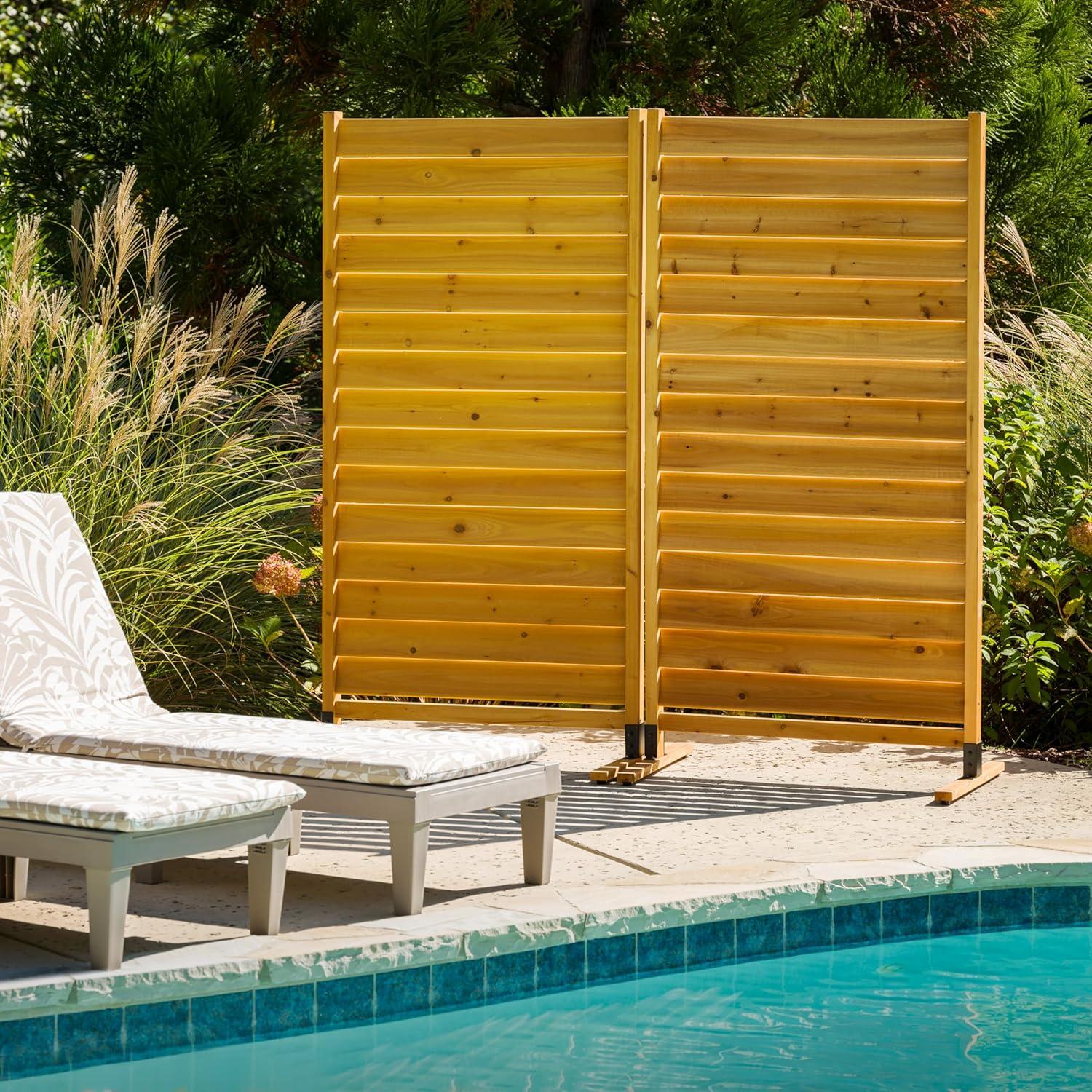 Enclo 6.1ft H x 3.1ft W (1 Panel) Freestanding or Surface Mounted Enclo Sierra Privacy Screen, Wood Fence Screen, Outdoor or Indoor Decorative Privacy Panel, Great for Balcony, Patio, Deck, EC18031