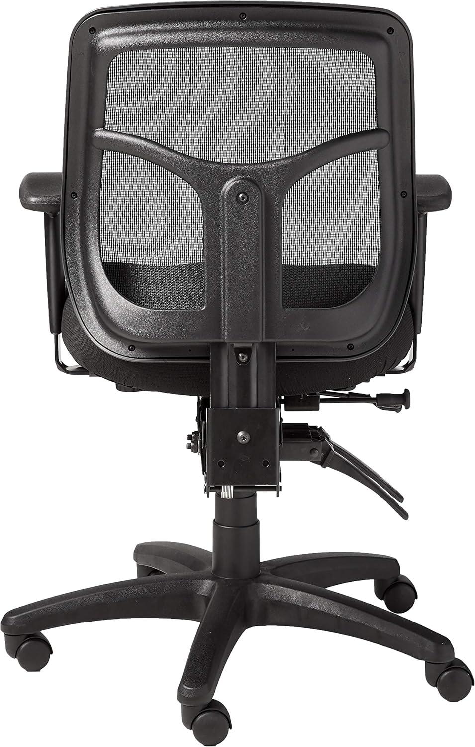 Adjustable Black Leather and Mesh Executive Swivel Chair with Armrests