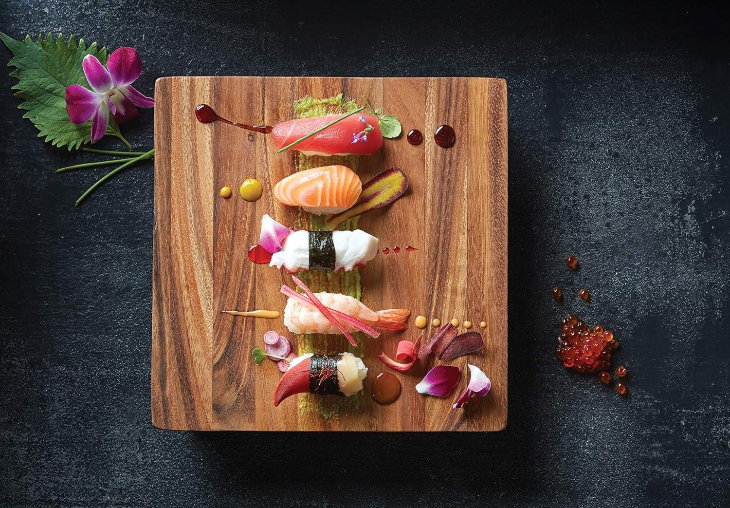 Ironwood Gourmet Kyoto Sushi Stand, Acacia Wood Brown 10 x 10 x 2.25 inches