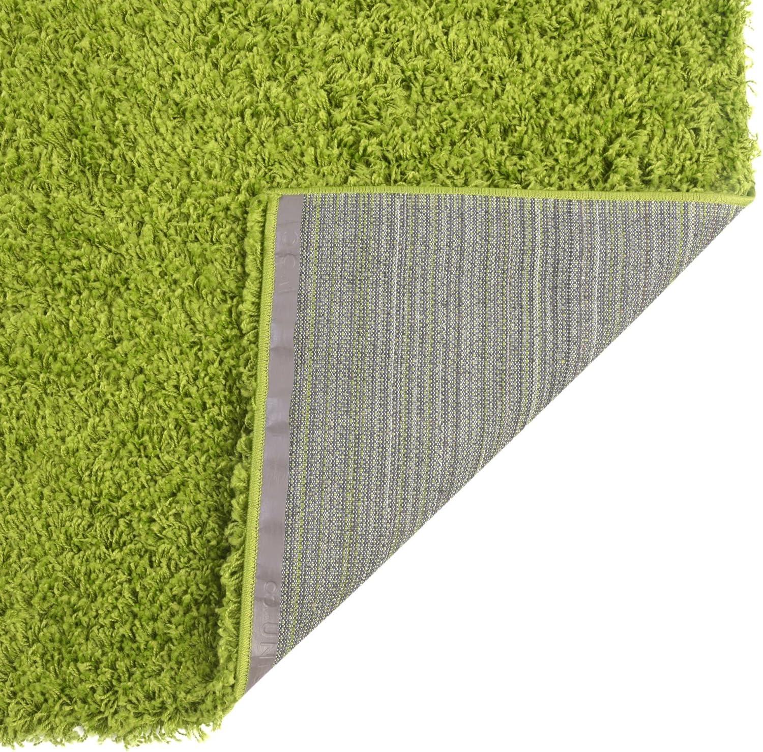 Rugs.com Solid Shag Collection Rug – 5' x 8' Grass Green Shag Rug Perfect For Bedrooms, Dining Rooms, Living Rooms