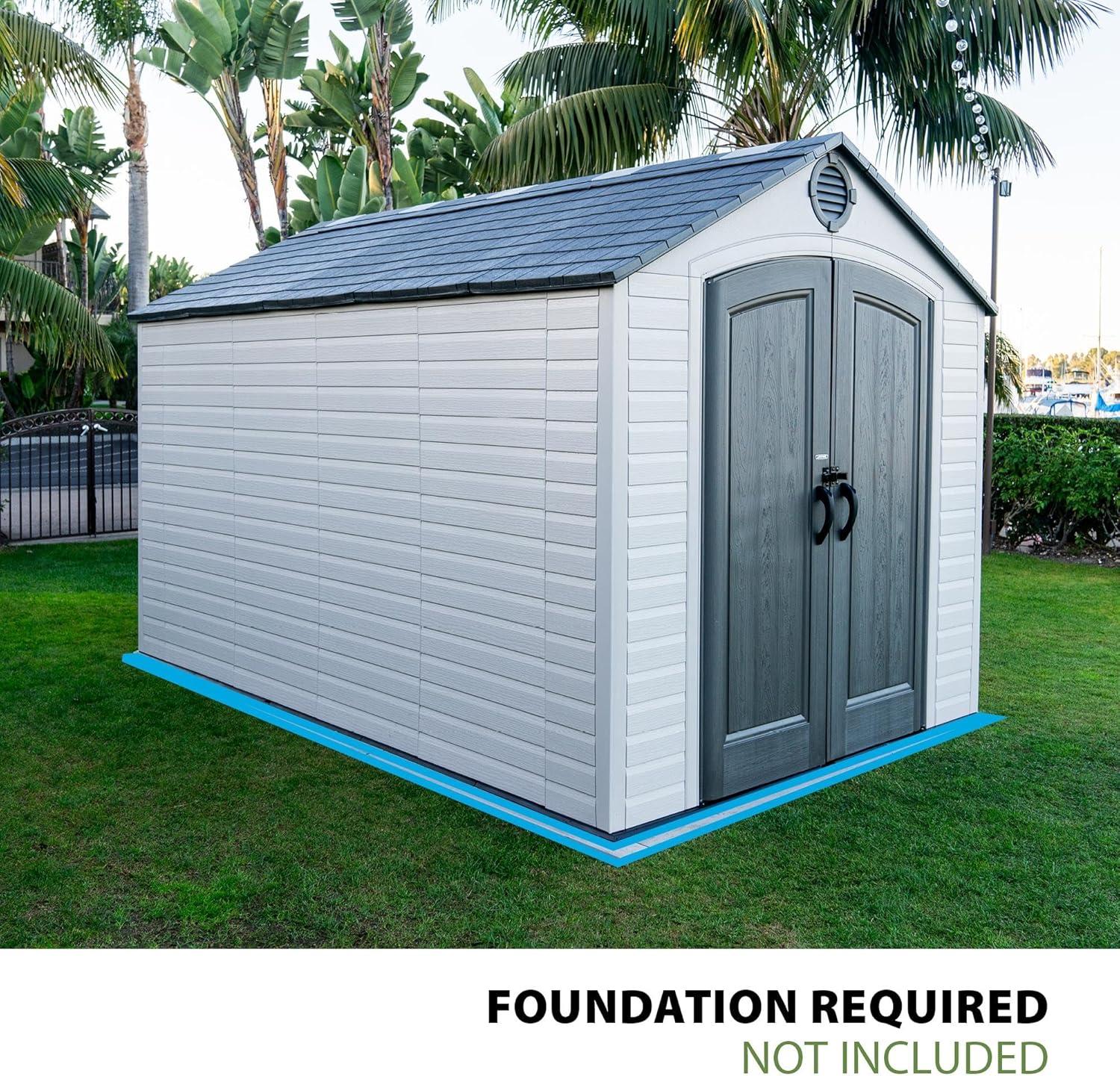 Lifetime Polyethylene Storage Shed, 90 sq ft., 8 ft. x 12.5 ft. x 8 ft., Tan/Gray (60395)