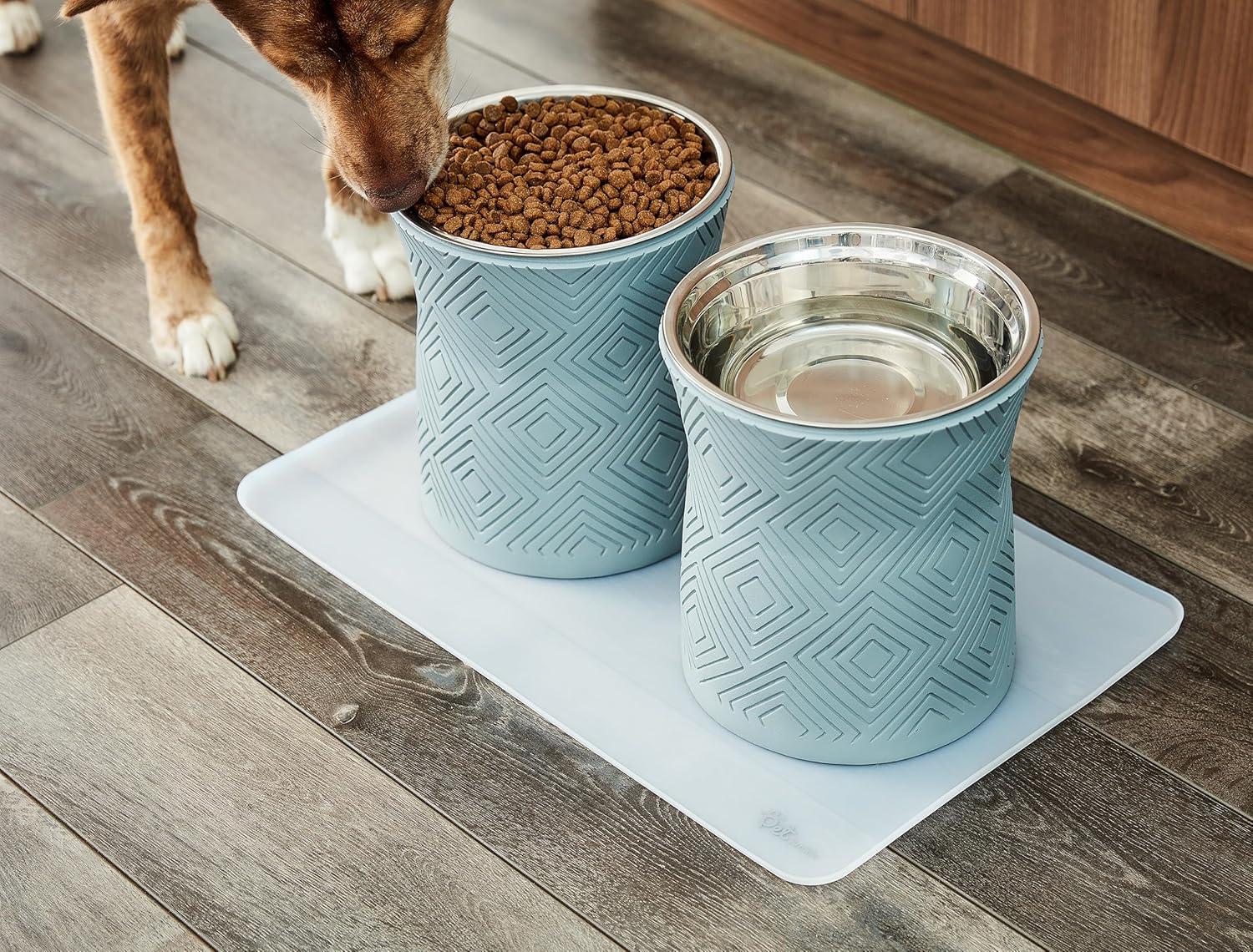 Gray Elevated Stainless Steel Dog Bowl Stand