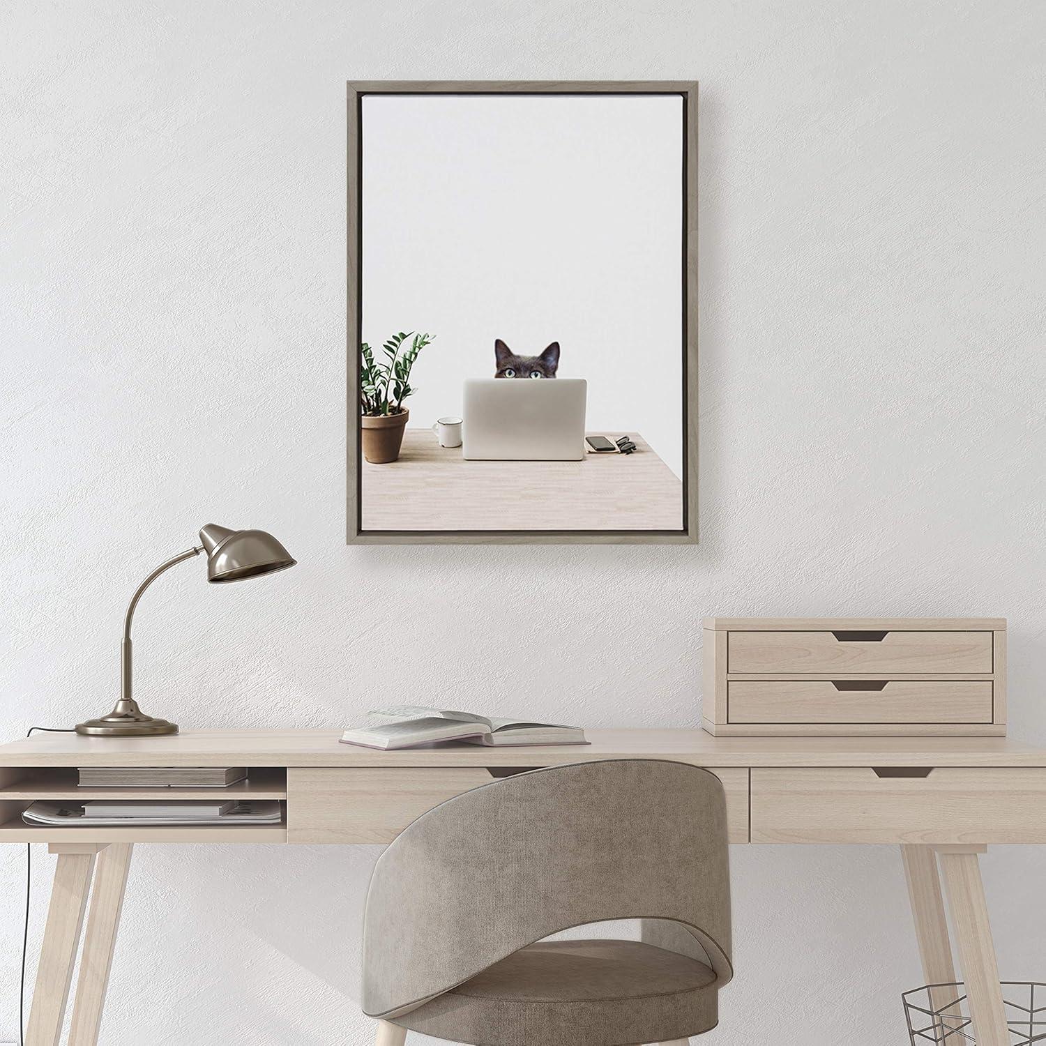 18" x 24" Sylvie Creative Cat Framed Canvas Art by The Creative Bunch Studio - Kate & Laurel All Things Decor: Modern Decor, Animal Theme