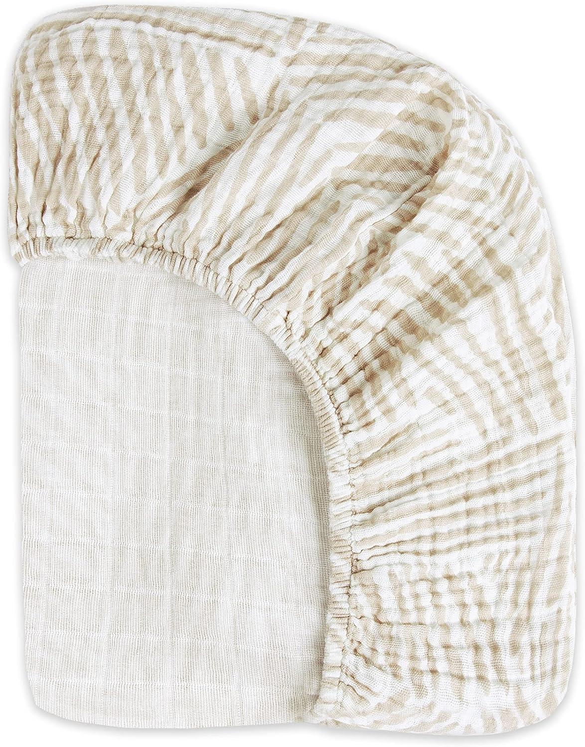 Oat Stripe Crib Sheet In Muslin Cotton