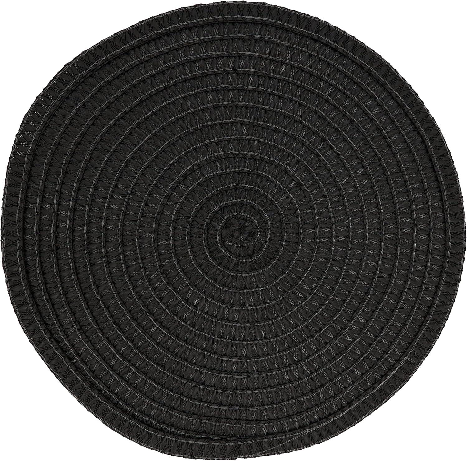 Saro Lifestyle Round Design Table Mats, Black, (Set of 4 pcs)