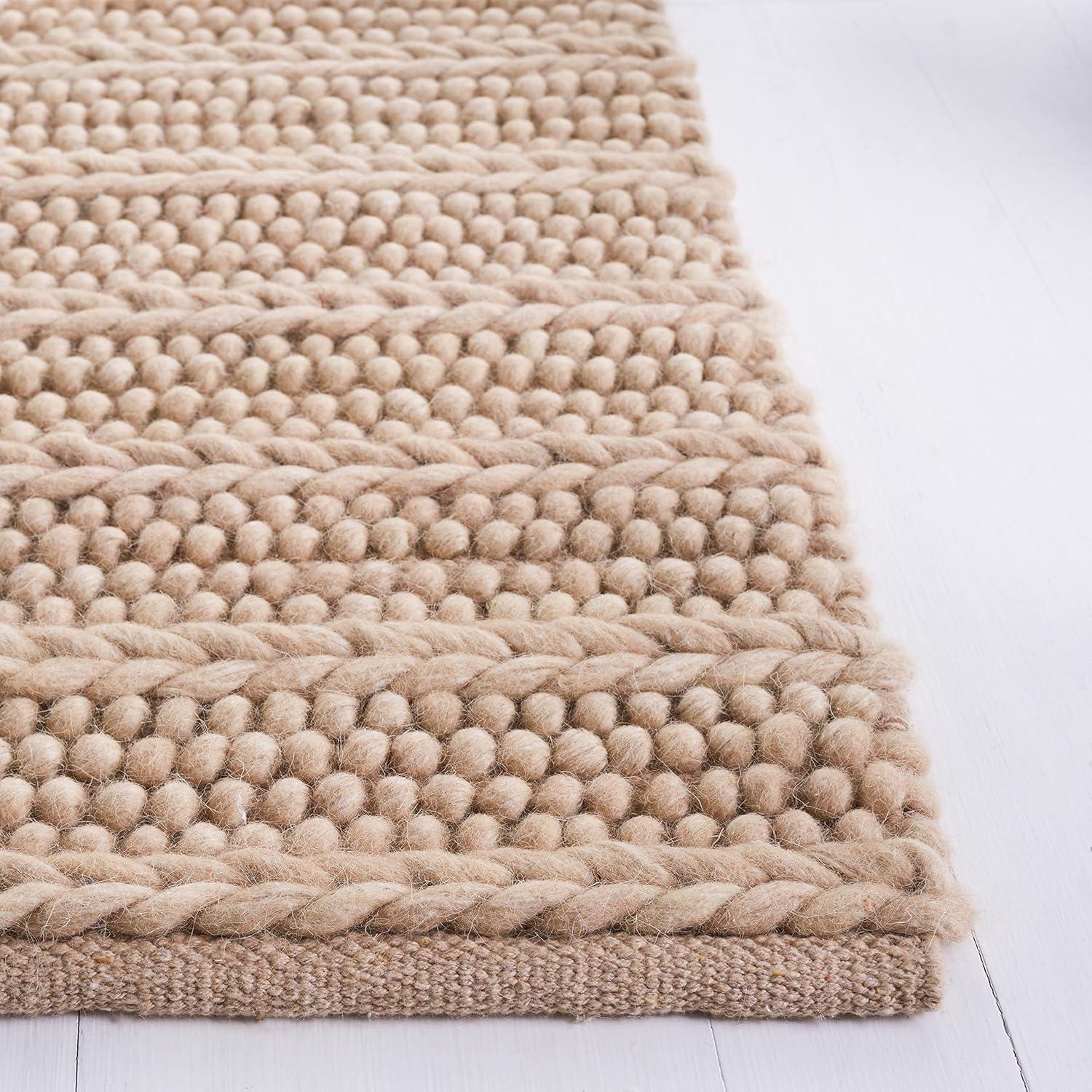 Natura Artisan-Crafted Beige Wool 6' Square Area Rug