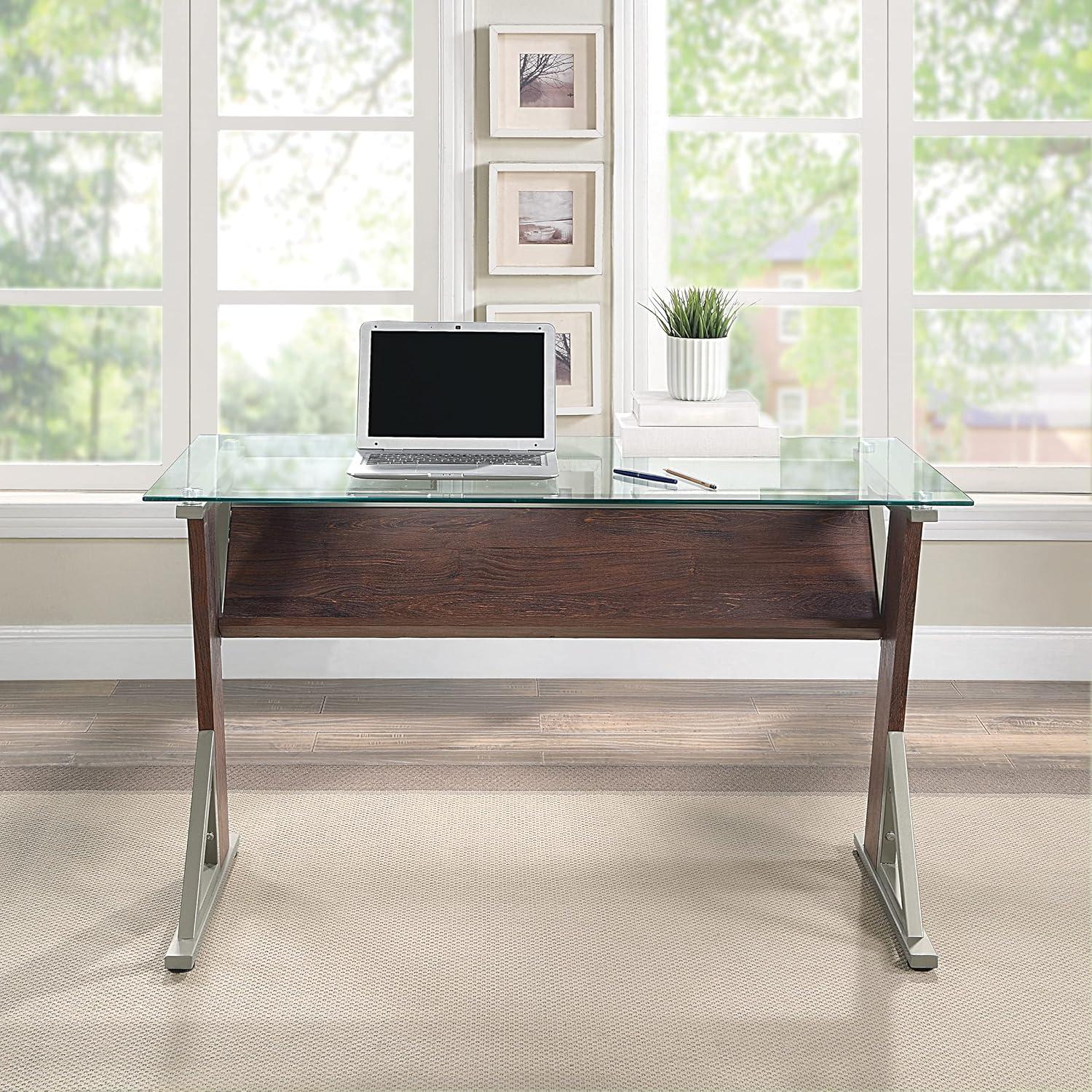 Zenos 48" Desk in Traditional Cherry Red Engineered Wood