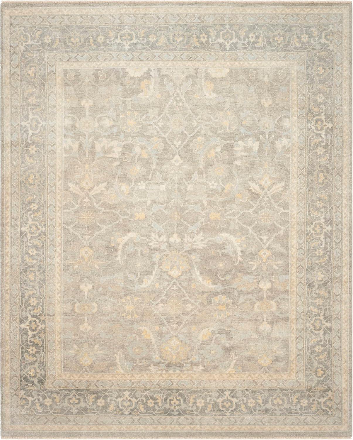 Gray Hand-Knotted Wool 10' x 14' Oriental Rug