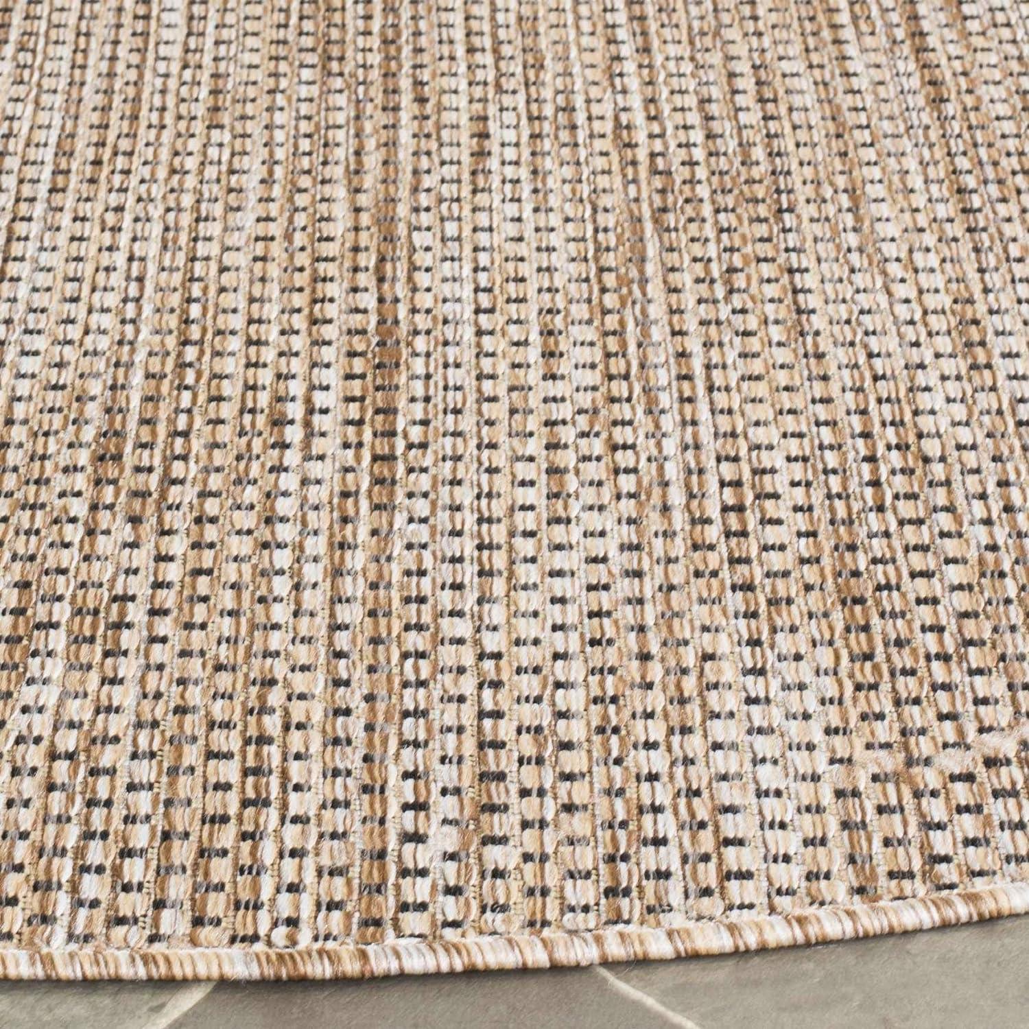 Natural Cream Synthetic 5'3" x 7'7" Flat Woven Indoor/Outdoor Rug