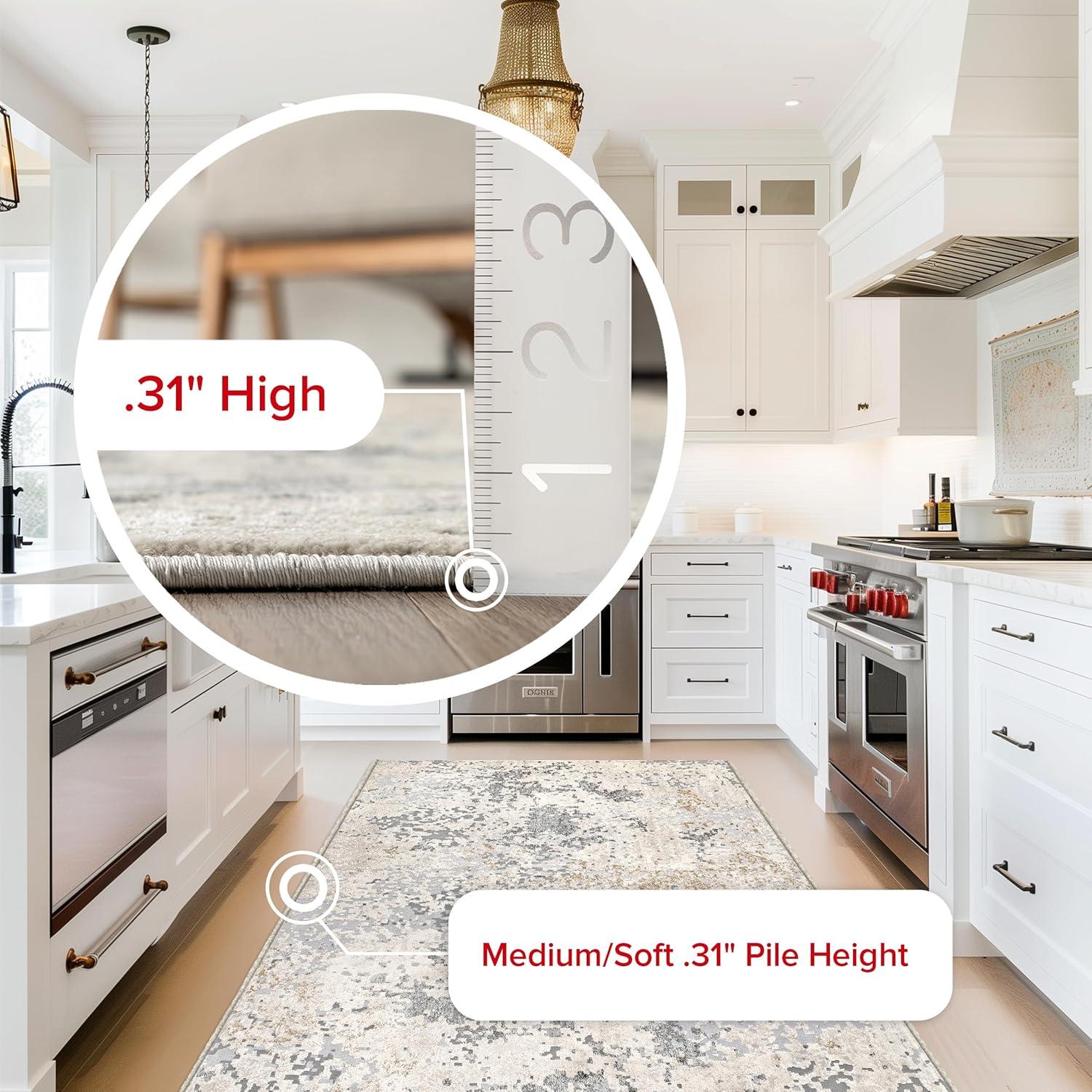 Nuloom Chastin Abstract 6 Square Indoor Area Rug for Living Room Bedroom Dining Room Kitchen, Beige/Grey