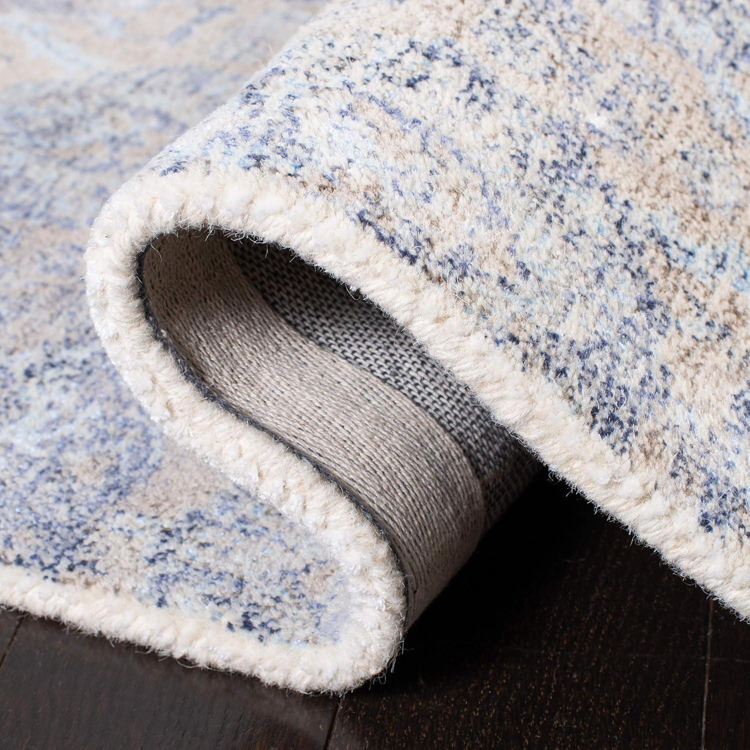 Restoration Vintage RVT111 Hand Tufted Indoor Area Rug - 5'x8' - Blue/Ivory - Safavieh