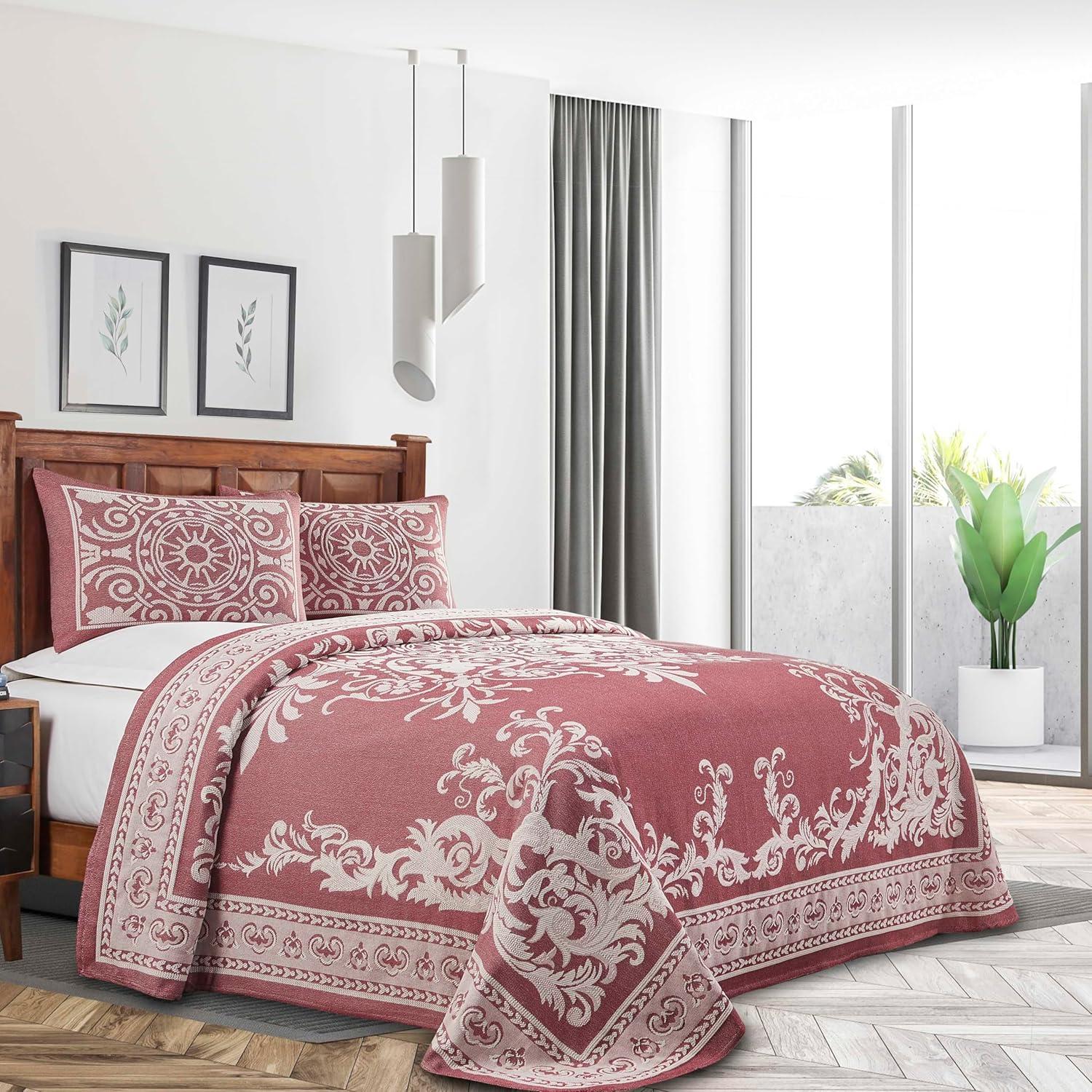 Rio Lightweight Cotton Blend Woven Jacquard Traditional Medallion Bedspread/Coverlet Set