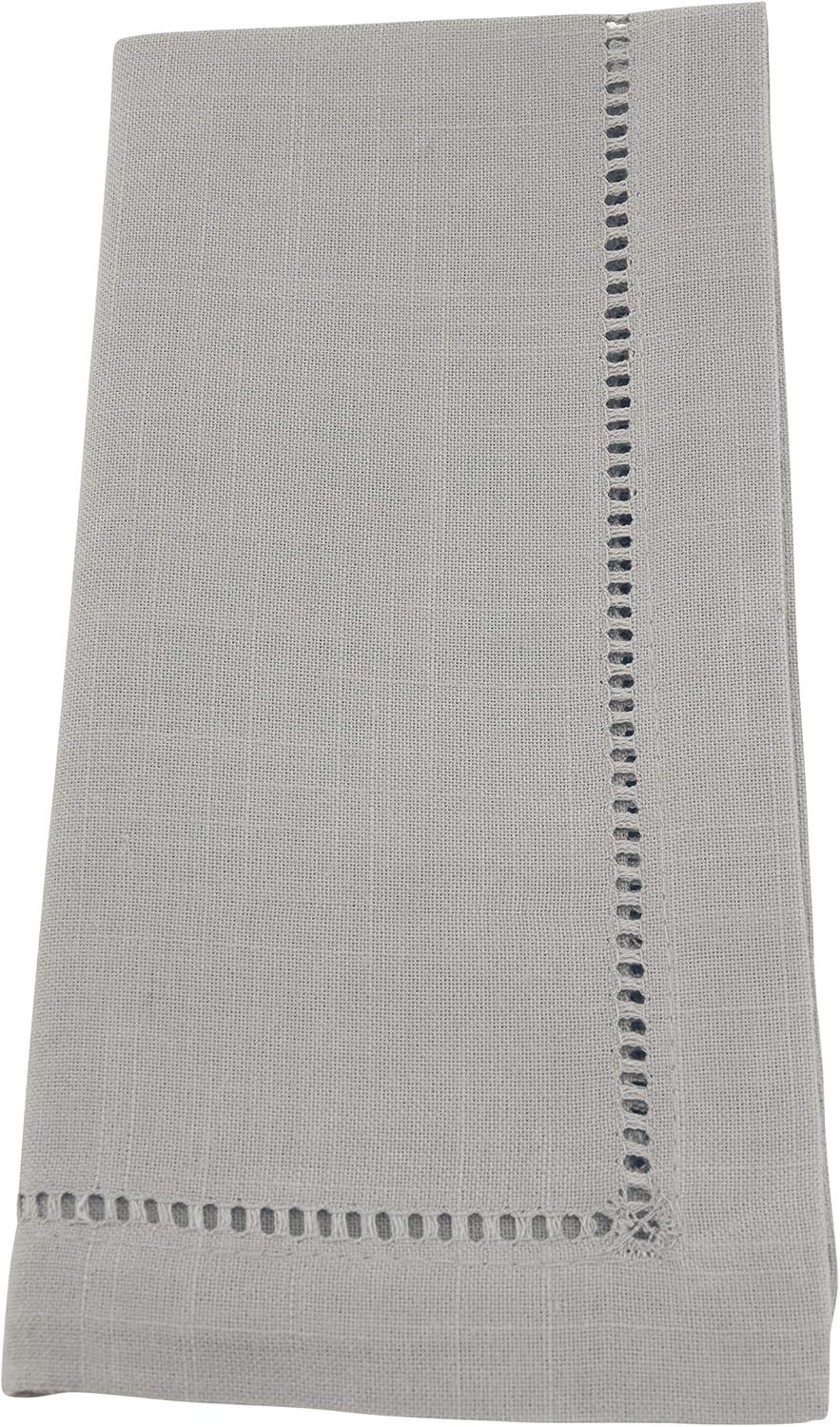 Saro Lifestyle Dinner Napkin With Hemstitch Border Design (Set of 12), Grey, 18" x 18"