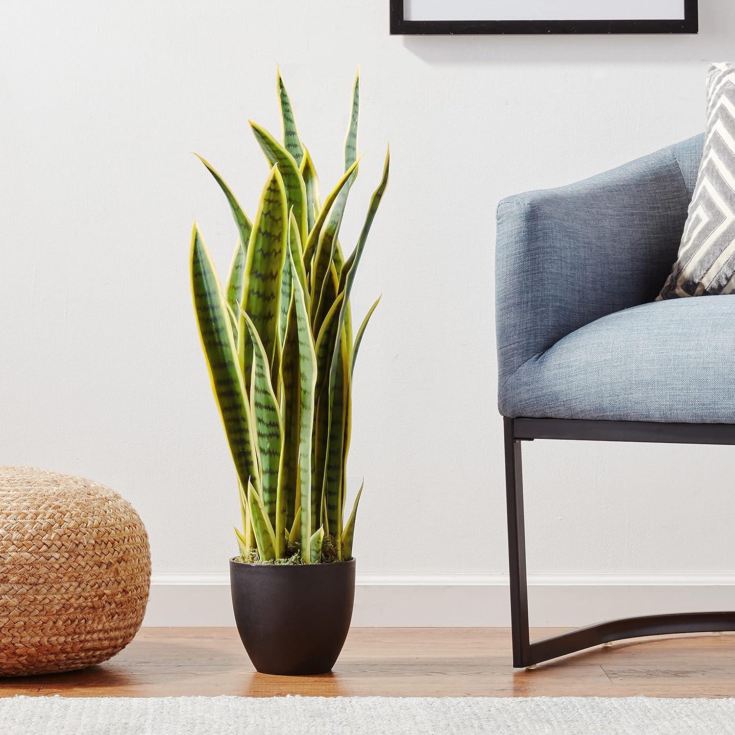 Nearly Natural 33-in Artificial Sansevieria Snake Plant