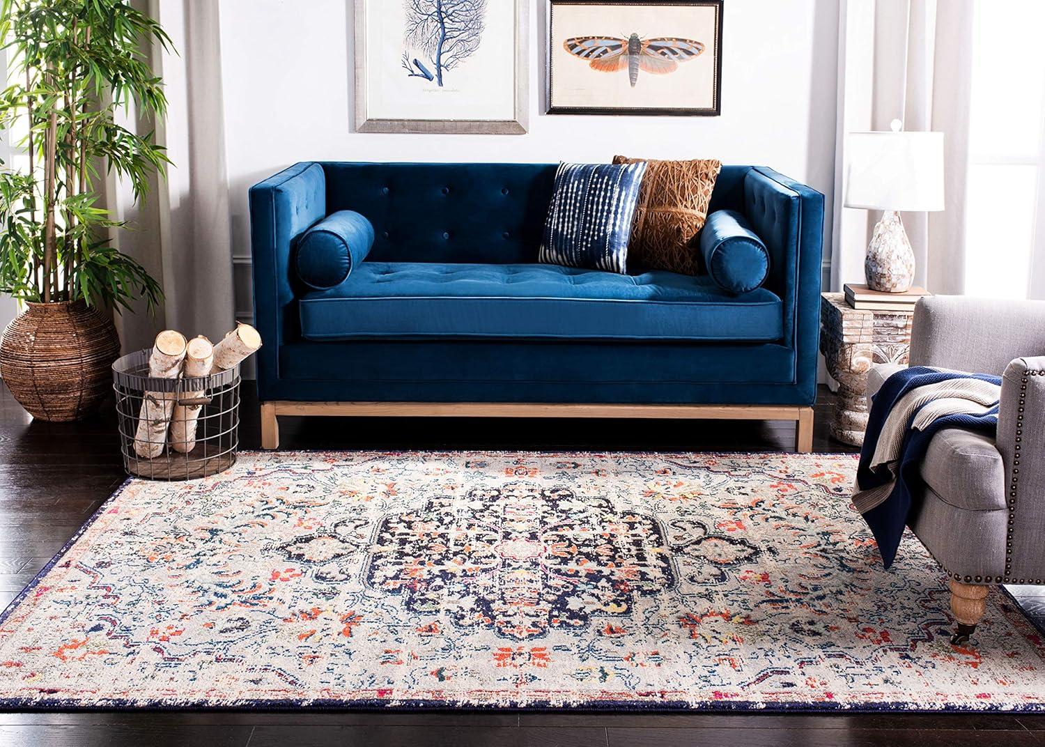 Madison MAD447 Power Loomed Area Rug - Beige/Black - 5'x5' - Safavieh.
