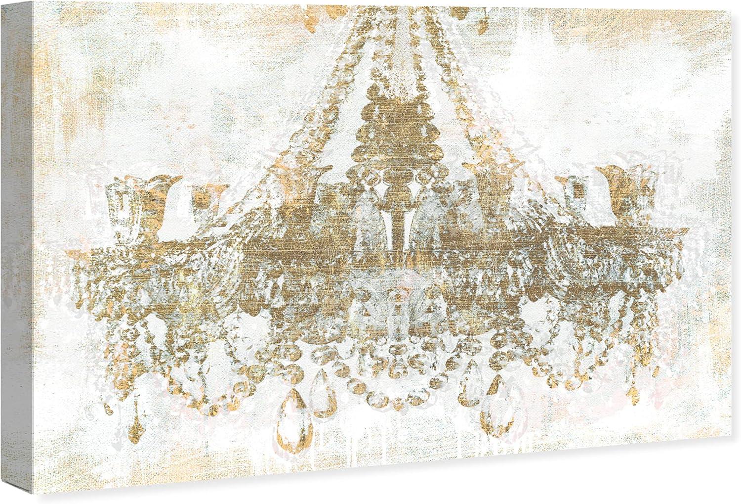 Gold and White Chandelier Canvas Wall Art