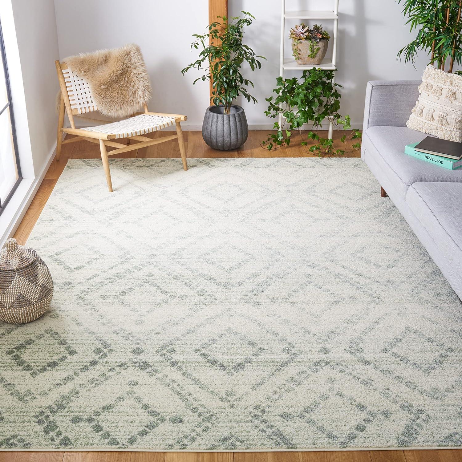 Adirondack ADR131 Machine Made Indoor Area Rug - Ivory/Green - 6'x9' - Safavieh