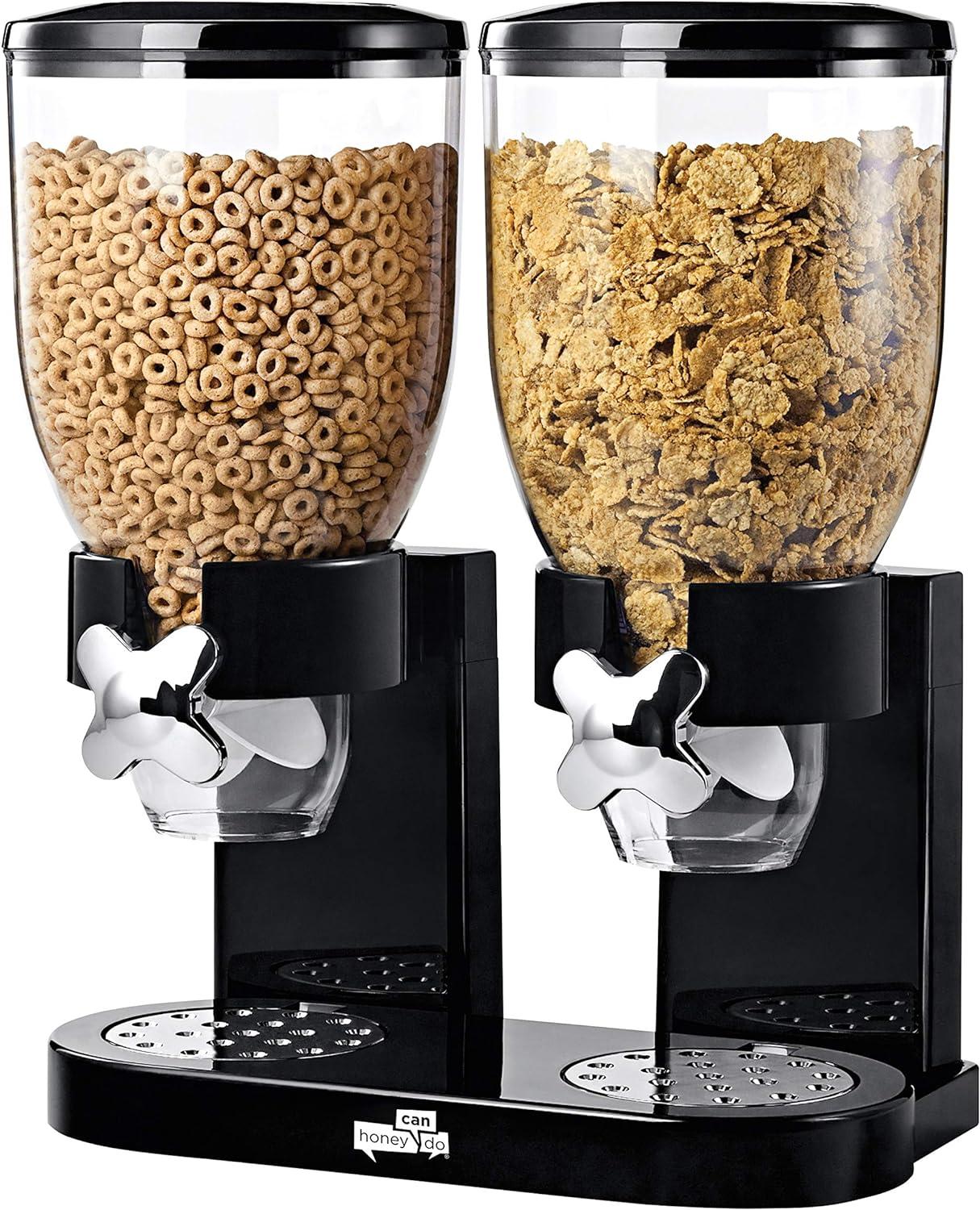 Black Dual Canister Dry Food Dispenser with Chrome Accents